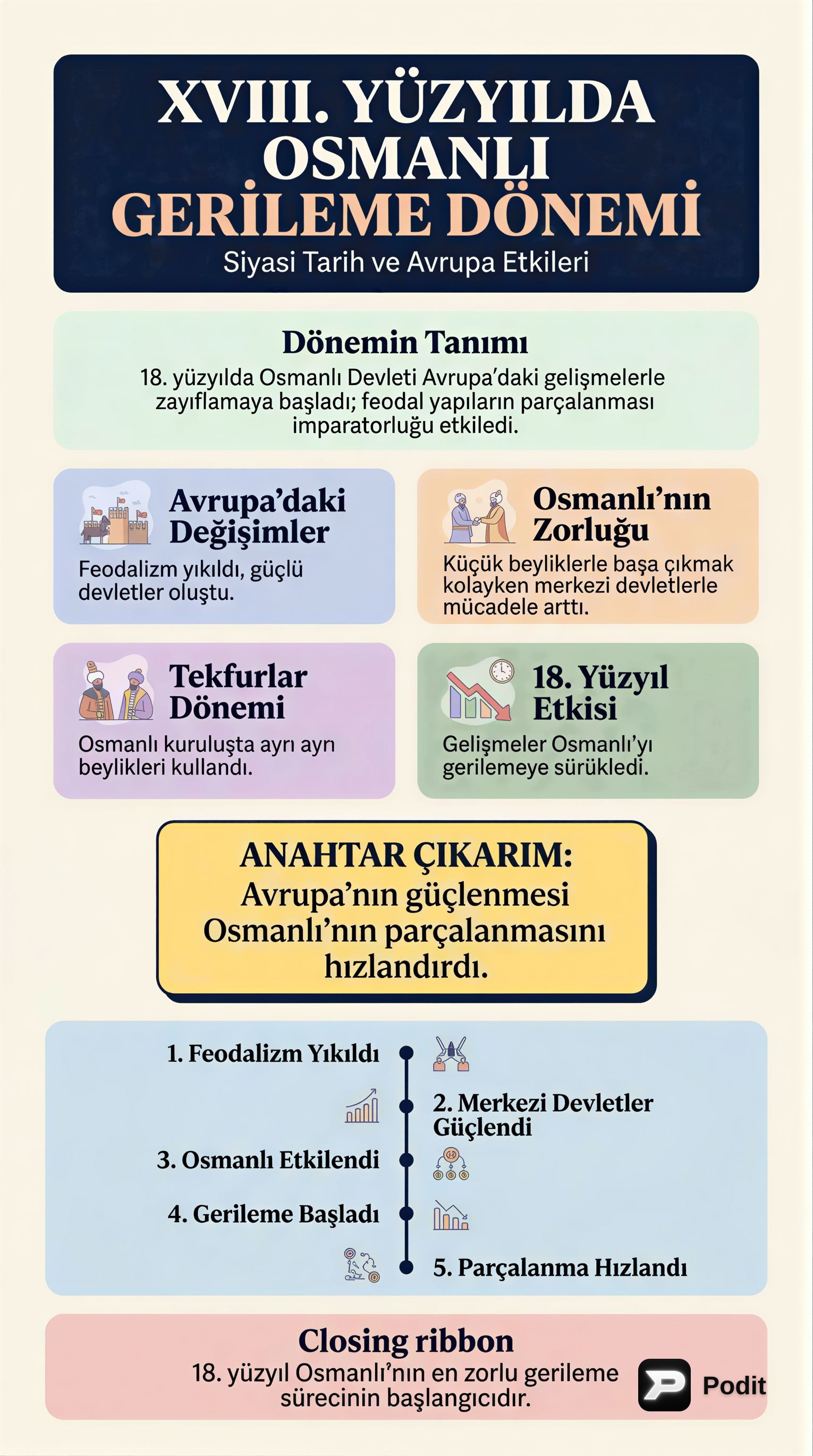 XVIII. Yüzyılda Osmanlı Devleti Gerileme Dönemi I - görsel özet infografik