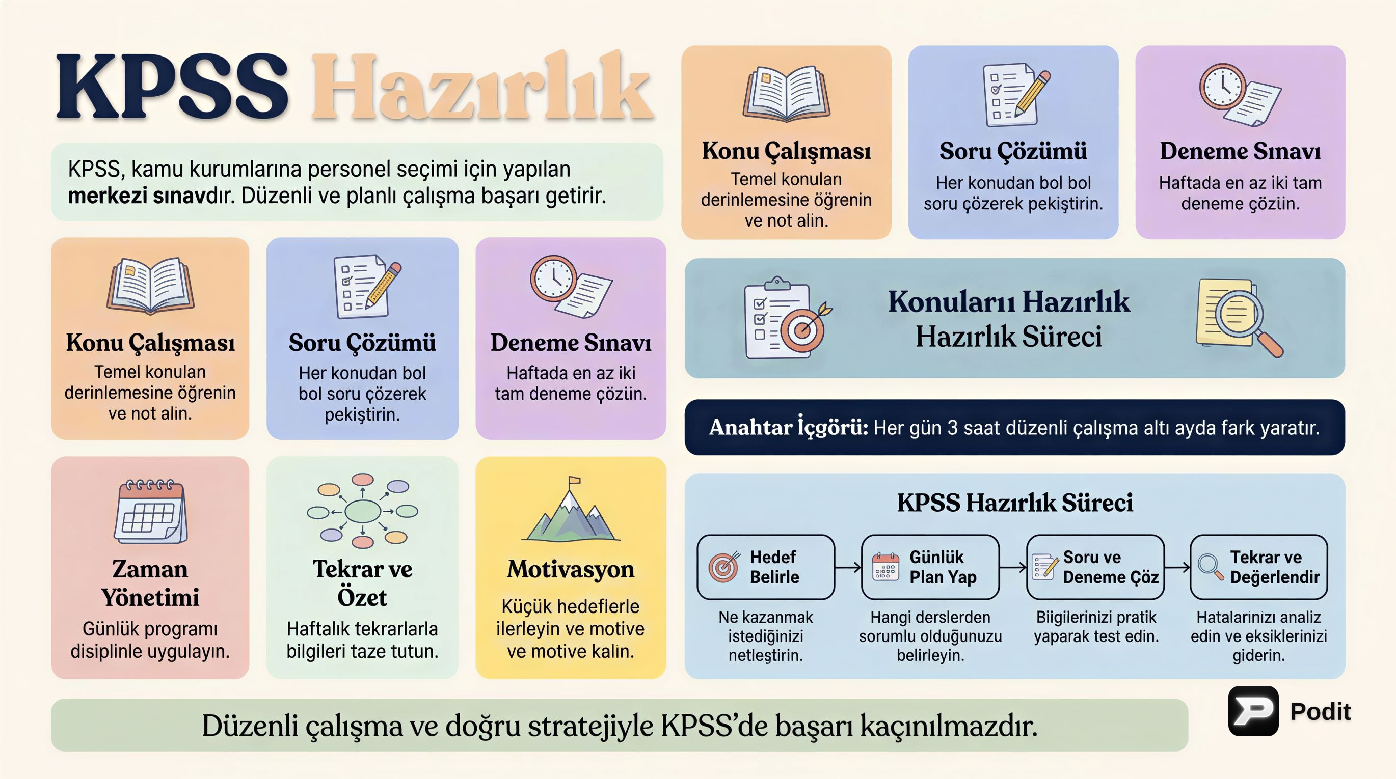 KPSS Hazırlık Rehberi: Başarıya Giden Yol - görsel özet infografik