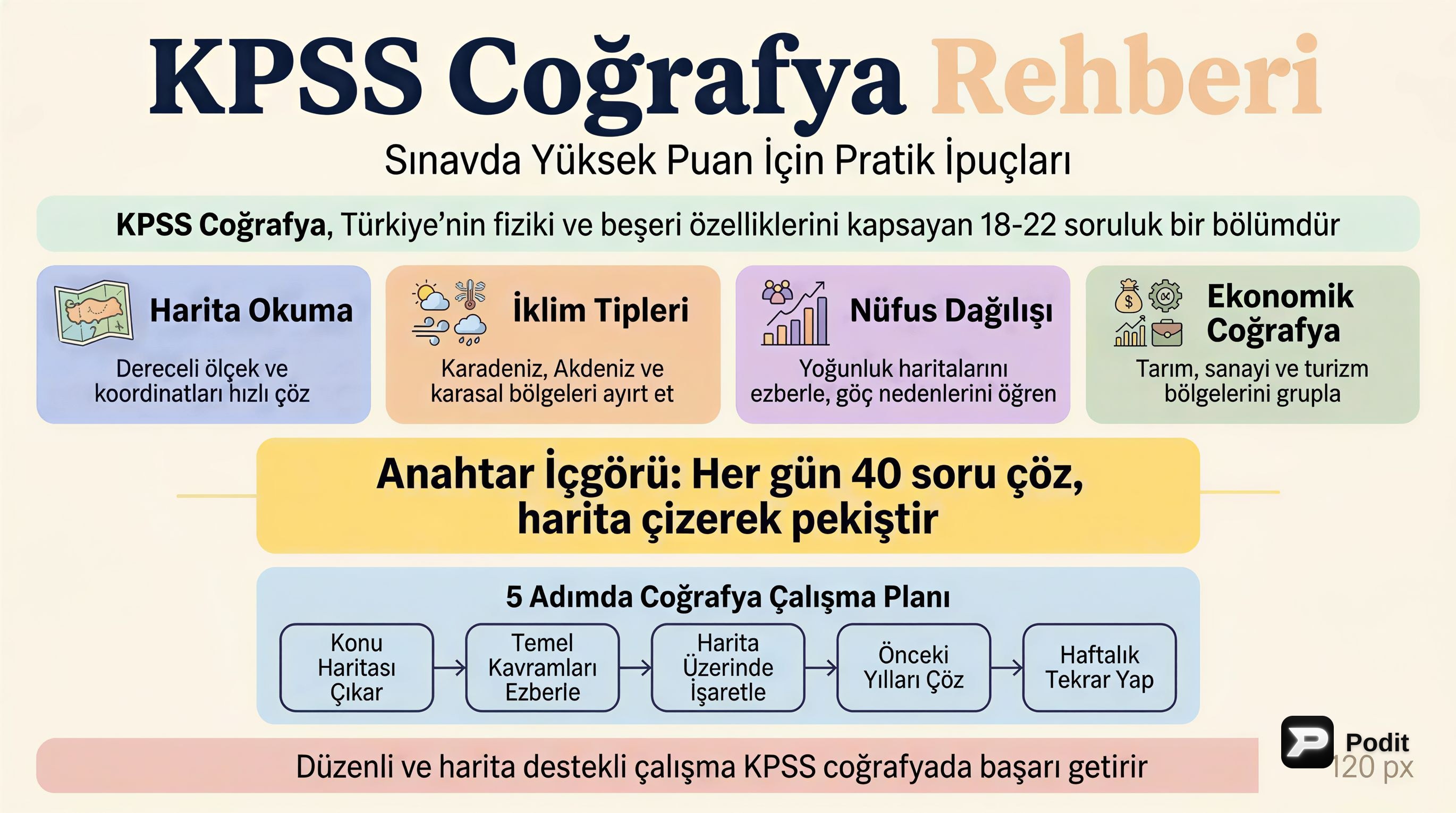 KPSS Coğrafya: Başarı İçin Kapsamlı Rehber - görsel özet infografik