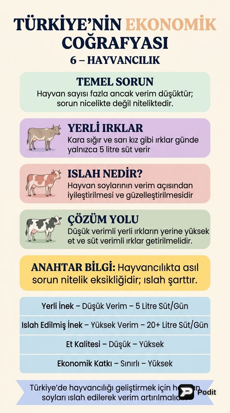 Türkiye'de Hayvancılık: Ekonomik Coğrafya Analizi - görsel özet infografik