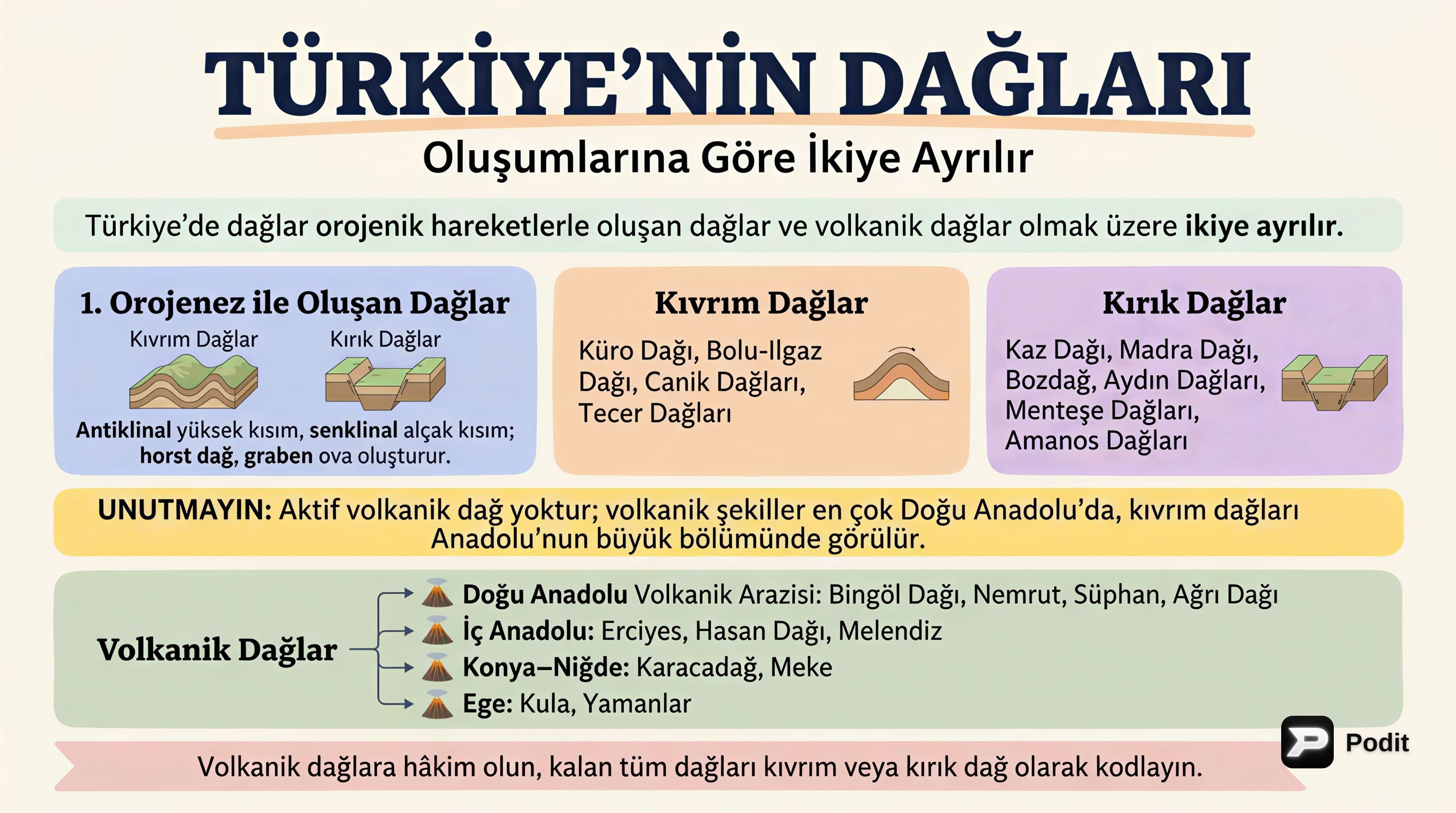 Türkiye'nin Dağları: Oluşumları ve Özellikleri - görsel özet infografik
