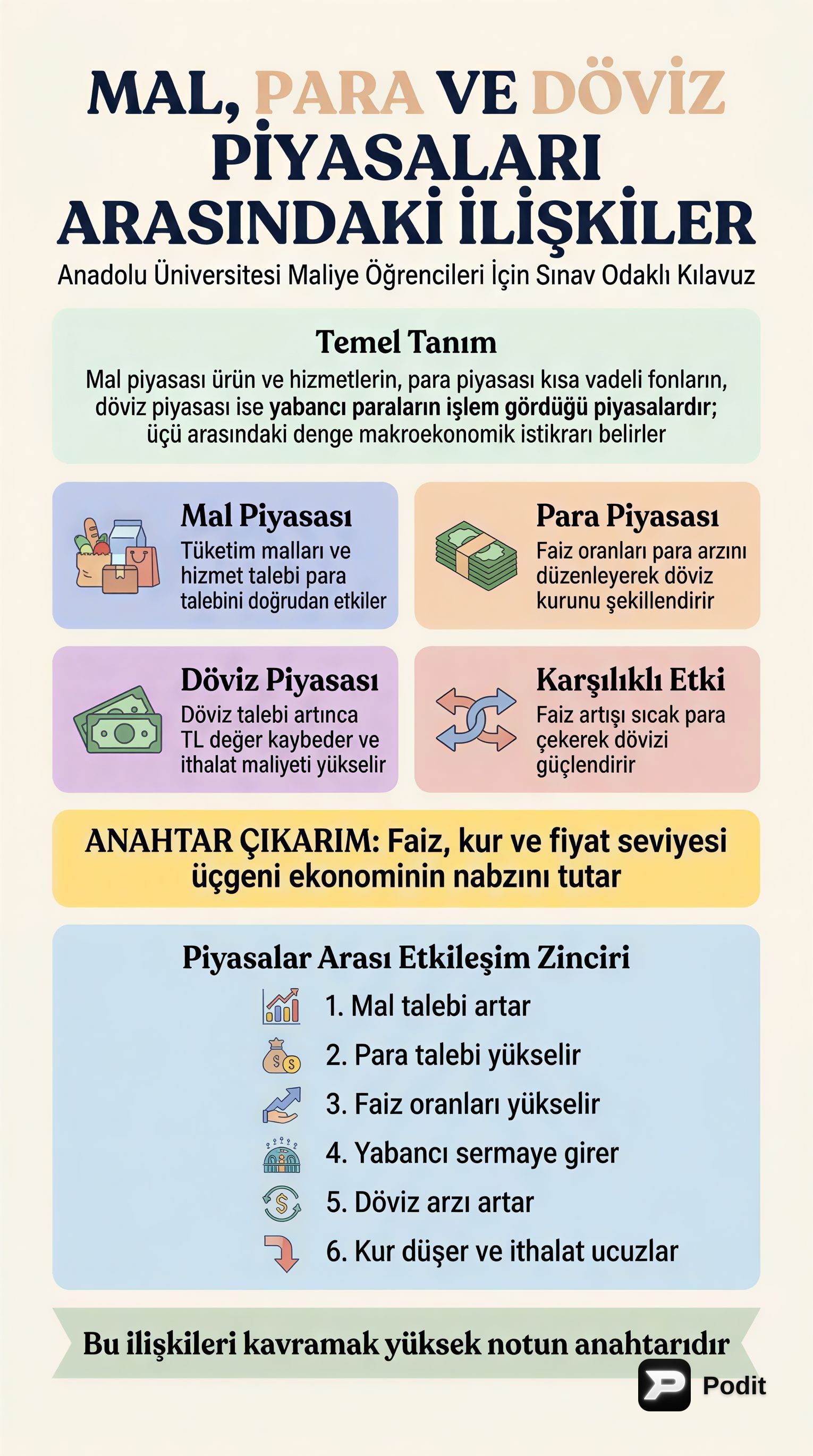 Para, Sermaye ve Döviz Piyasaları İlişkisi - görsel özet infografik