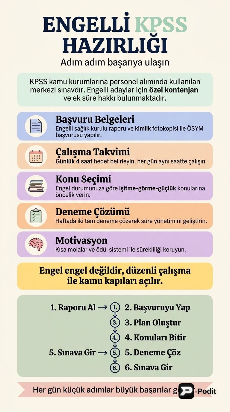 Engelli KPSS Hazırlık Rehberi: Başarıya Giden Yol - görsel özet infografik