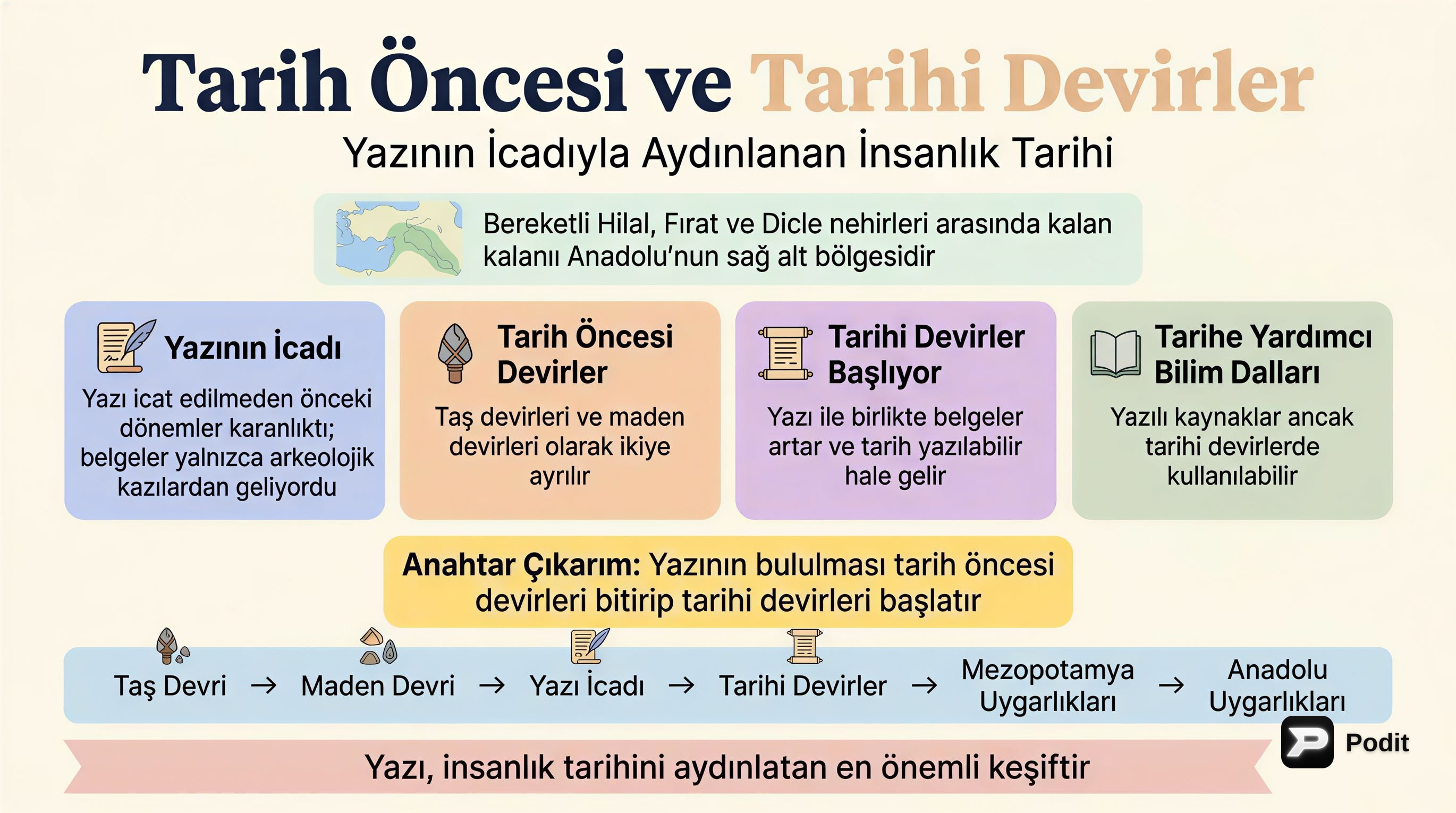 Tarih Öncesi ve İlk Çağ Uygarlıkları: İnsanlığın İlk Adımları - görsel özet infografik
