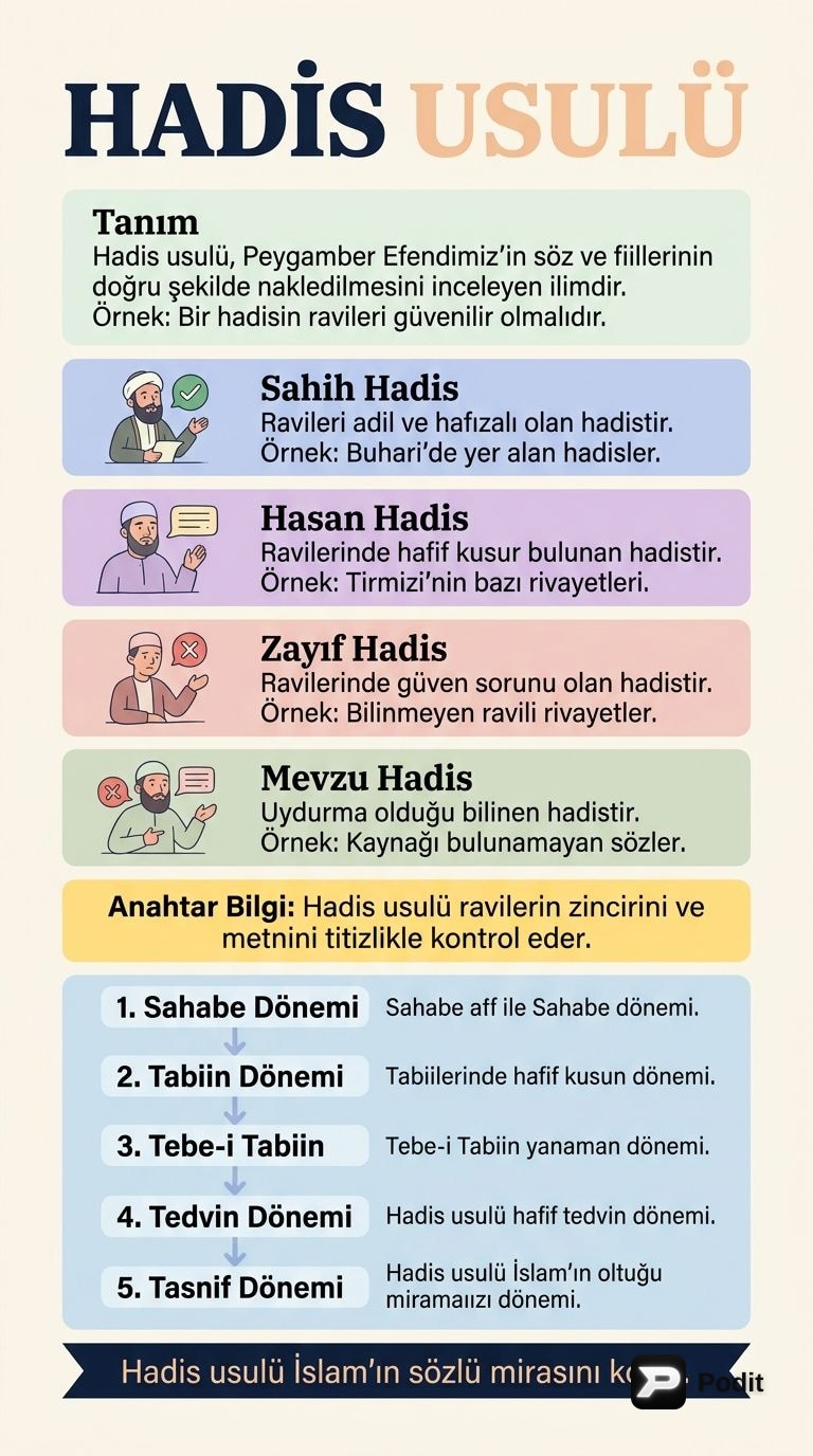 Hadis Usulü: Peygamber Sözlerini Anlama Rehberi - görsel özet infografik