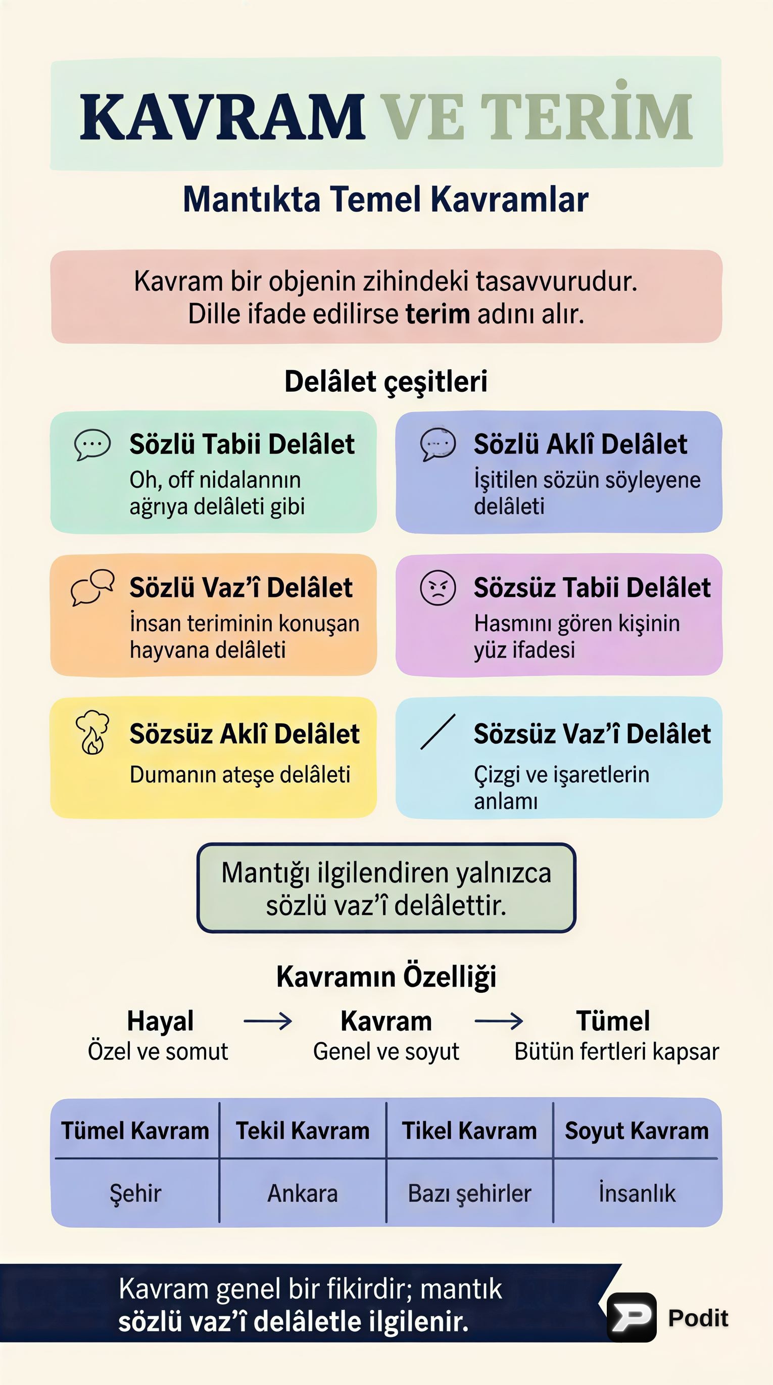 Kavram, Terim ve Mantıksal Kategoriler - görsel özet infografik