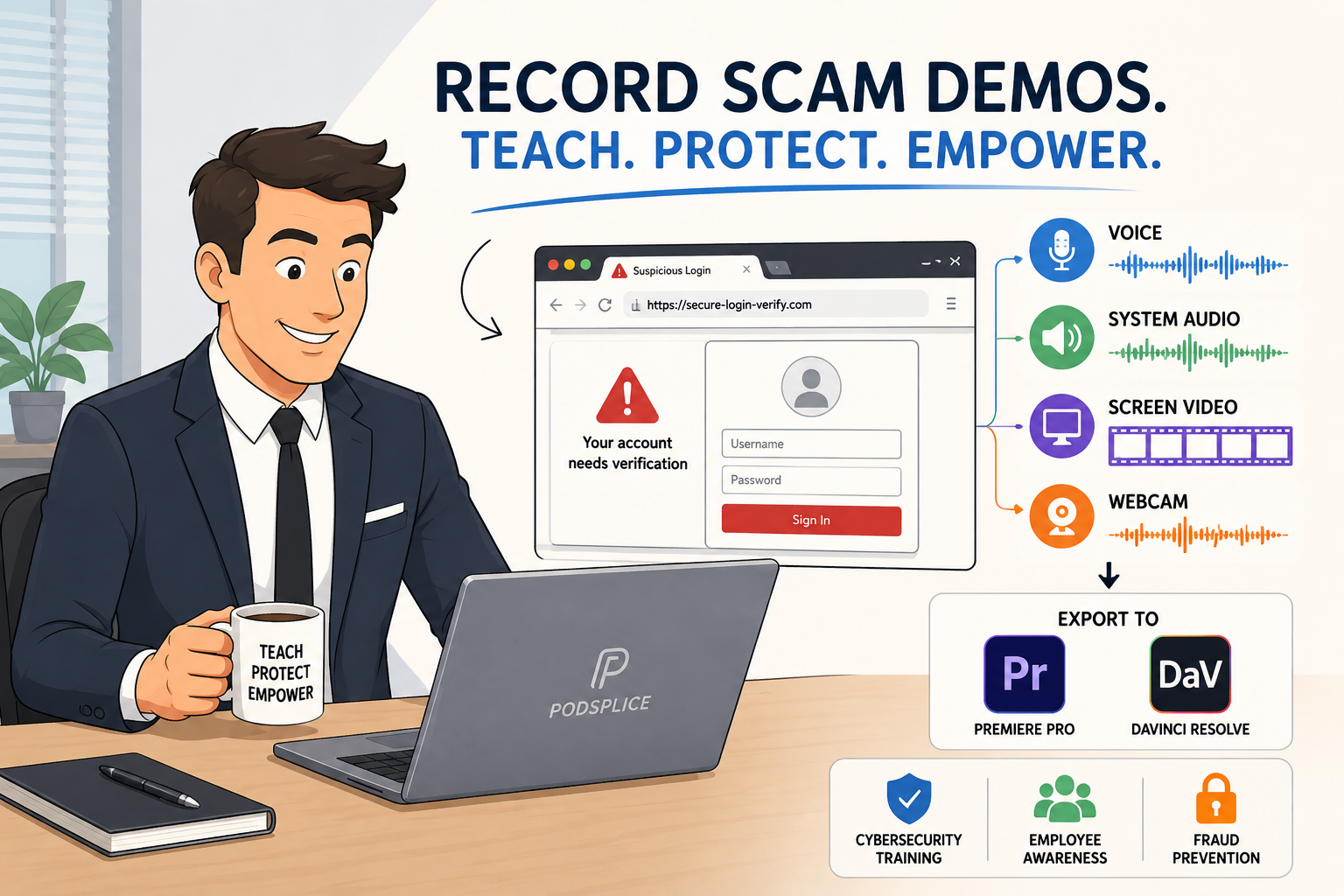 How to Record a Scam Website Demo with Screen, Voice, and System Audio