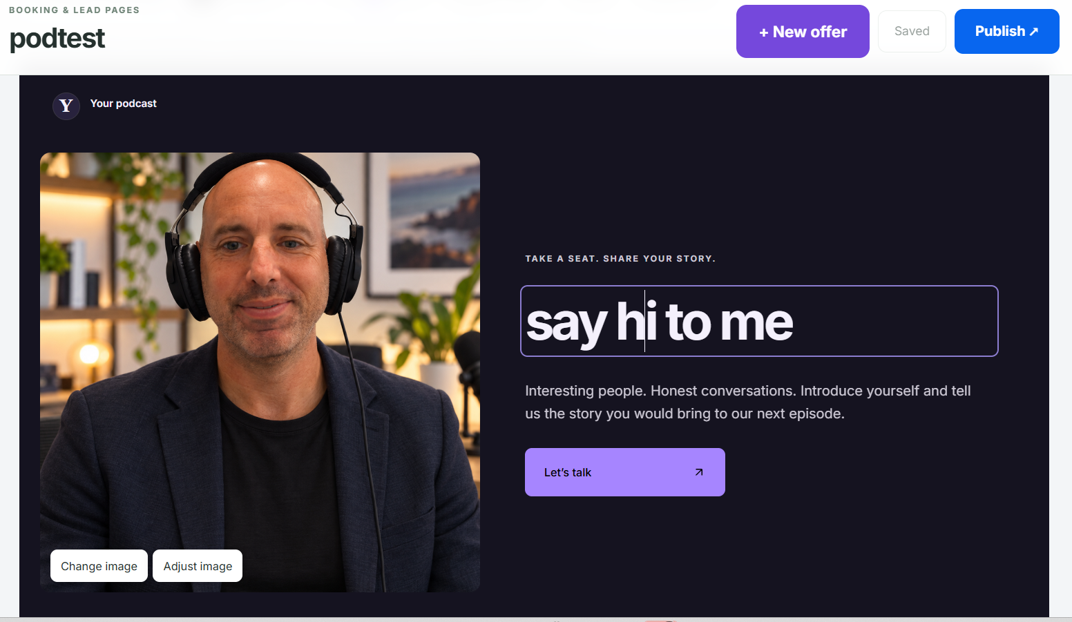 Edit Podcast guest booking page