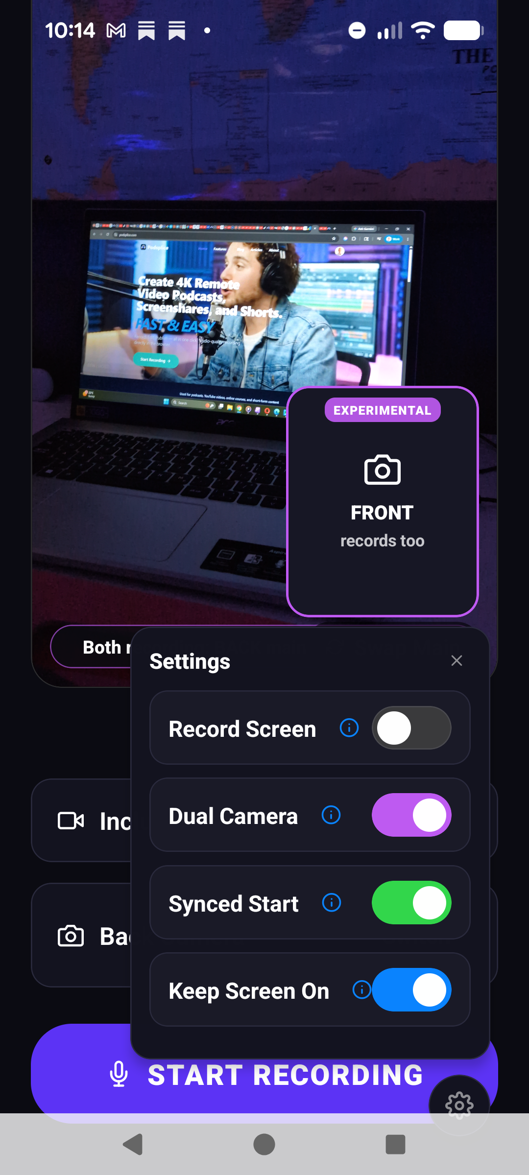 How to record your front and back camera at the same time on Android - Dual Camera Mode - Podsplice App.png