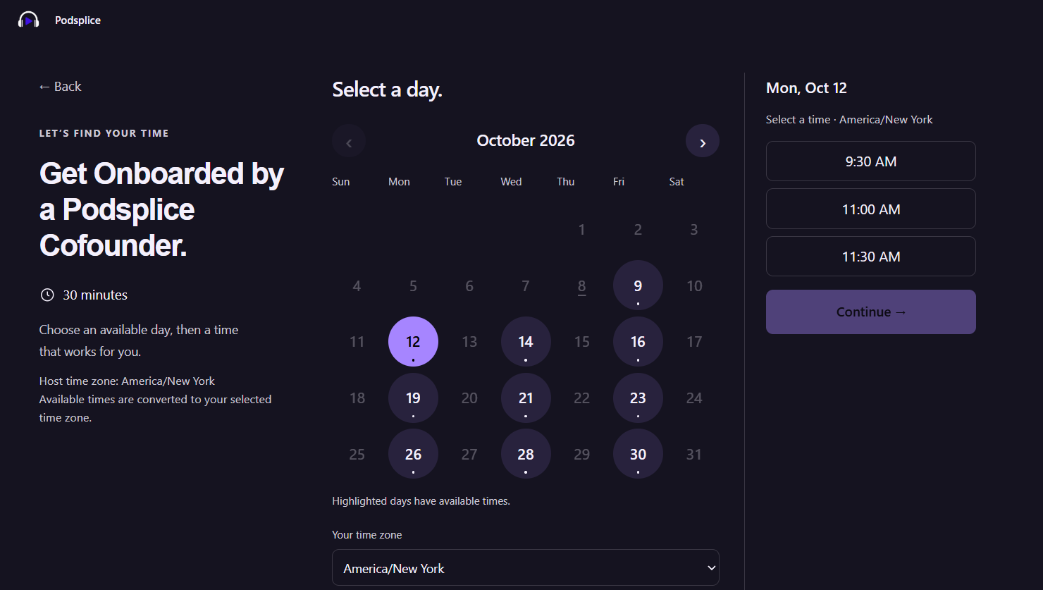 Podcast guest booking calendar