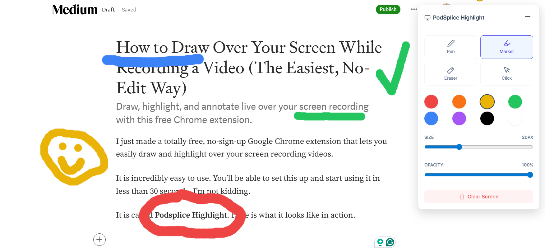 Podsplice Highlight - How to draw, highlight, and annotote live during a screen recording or reaction video - the easiest way.png