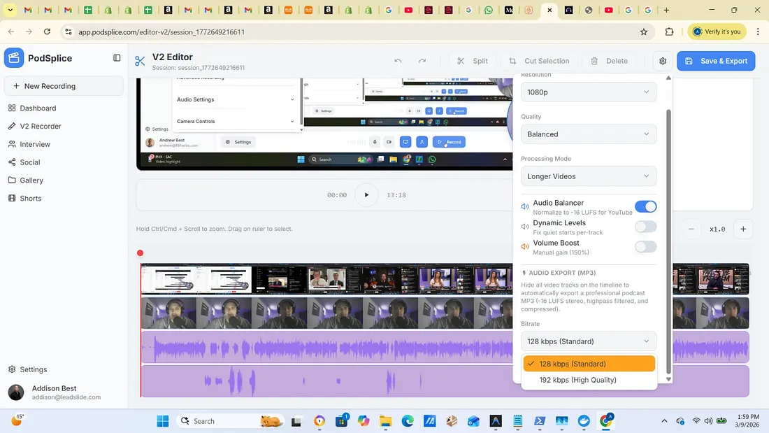 Podsplice screen recording software - 192 kbps high-quality audio recording.webp