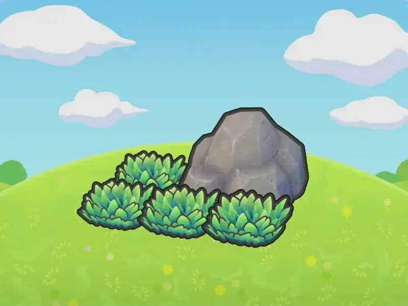 Hautes herbes près d'un rocher