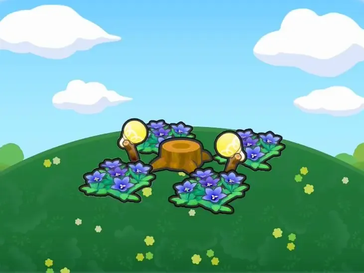 Scène souche bordée de fleurs