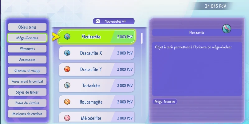 Méga-Gemmes : liste complète et comment les obtenir
