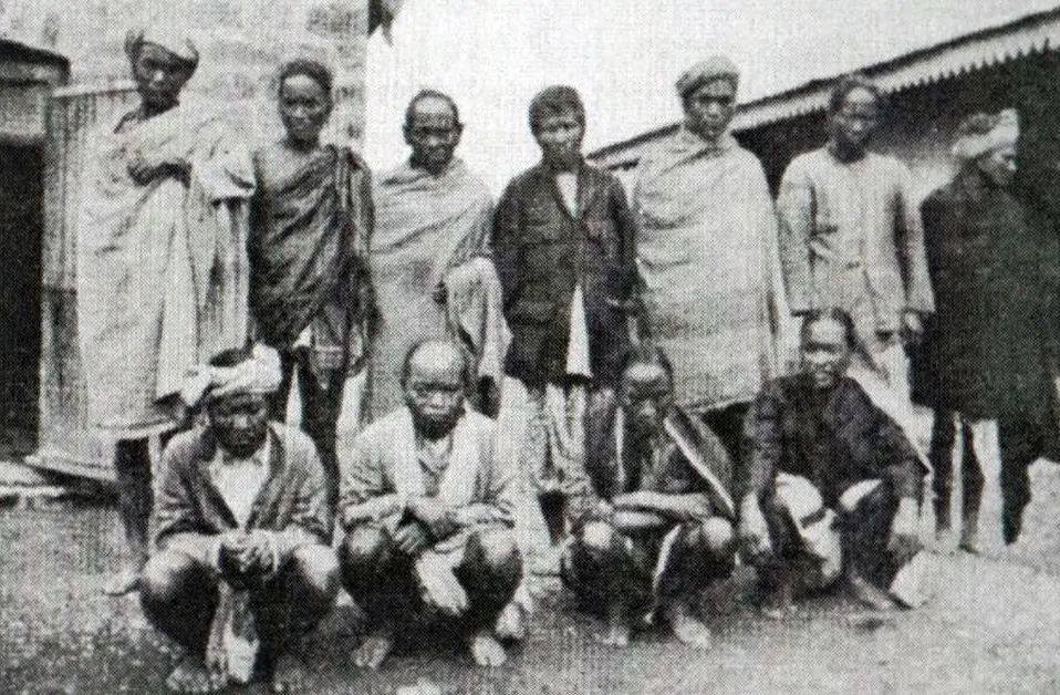 File photo of Kukis staying in a labor camp in Assam as punishment for refusing to be part of Imperial Army's Labour Corp.