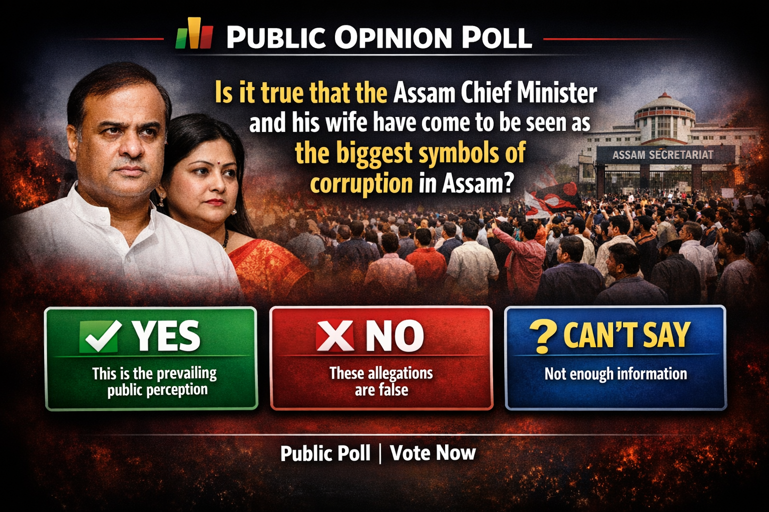 Is it true that Assam Chief Minister Himanta Biswa Sarma and his wife have come to be seen as the biggest symbols of corruption in Assam?