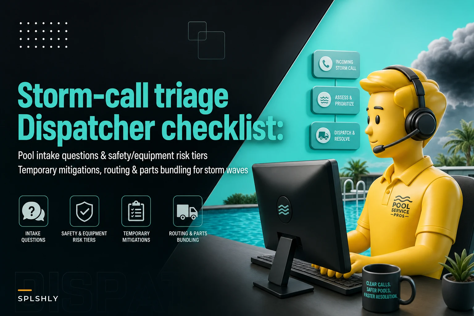 Post-storm pool triage checklist for dispatchers: intake questions, risk tiers and temporary mitigation rules