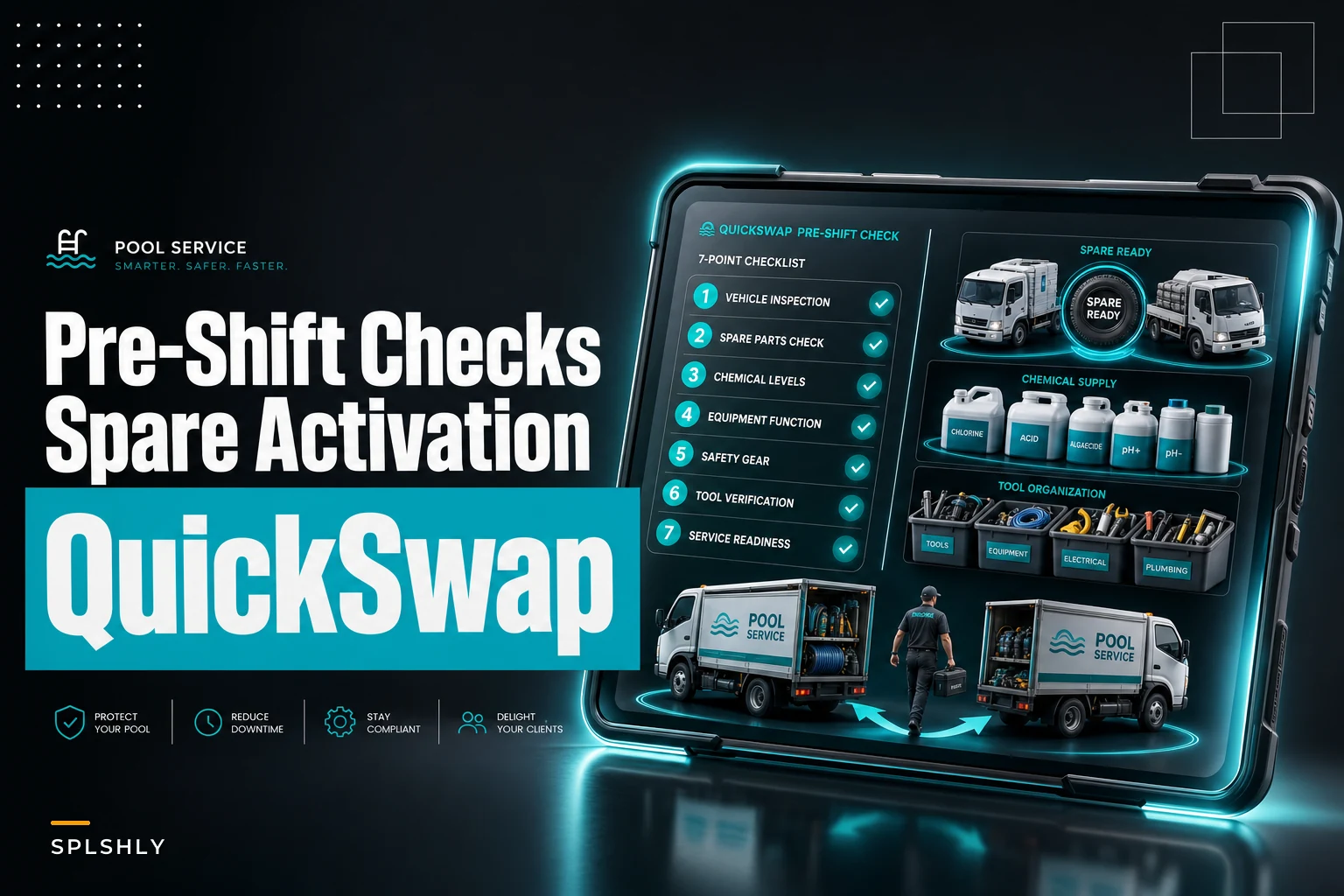 Pre-shift vehicle inspection checklist and emergency swap rules for small fleets