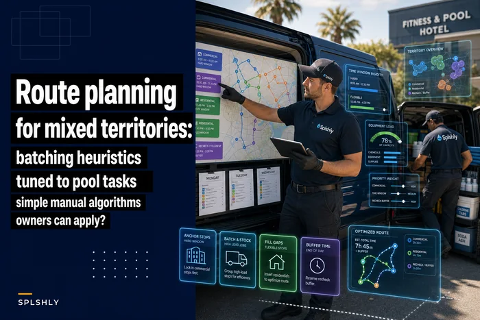 Route planning rules for mixed residential–commercial pool territories: batching heuristics that work
