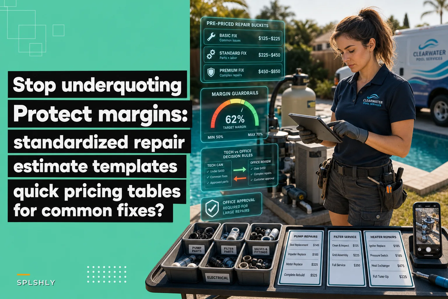 Stop underquoting: standardized repair estimating templates and quick pricing tables for common pool fixes