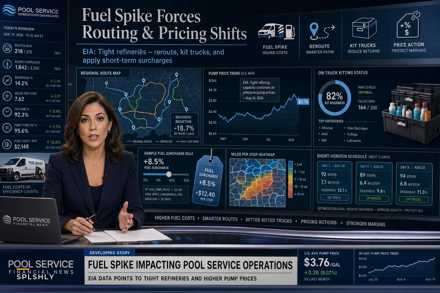 When Fuel Spikes Hit: Tactical Routing, Truck‑Kitting, and Pricing Moves for Pool Service Operators