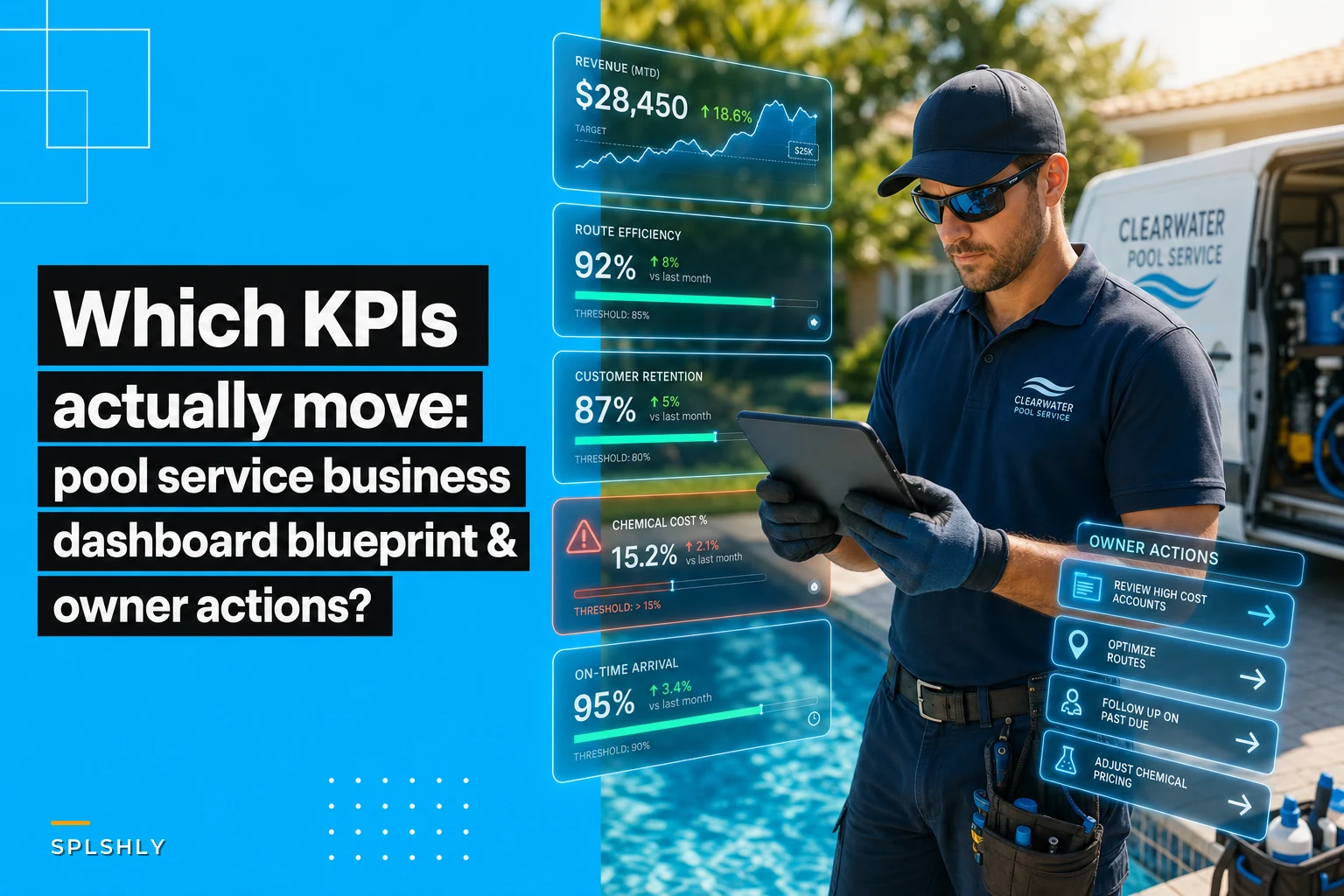 Which KPIs actually move a pool service business: dashboard blueprint with thresholds and owner actions