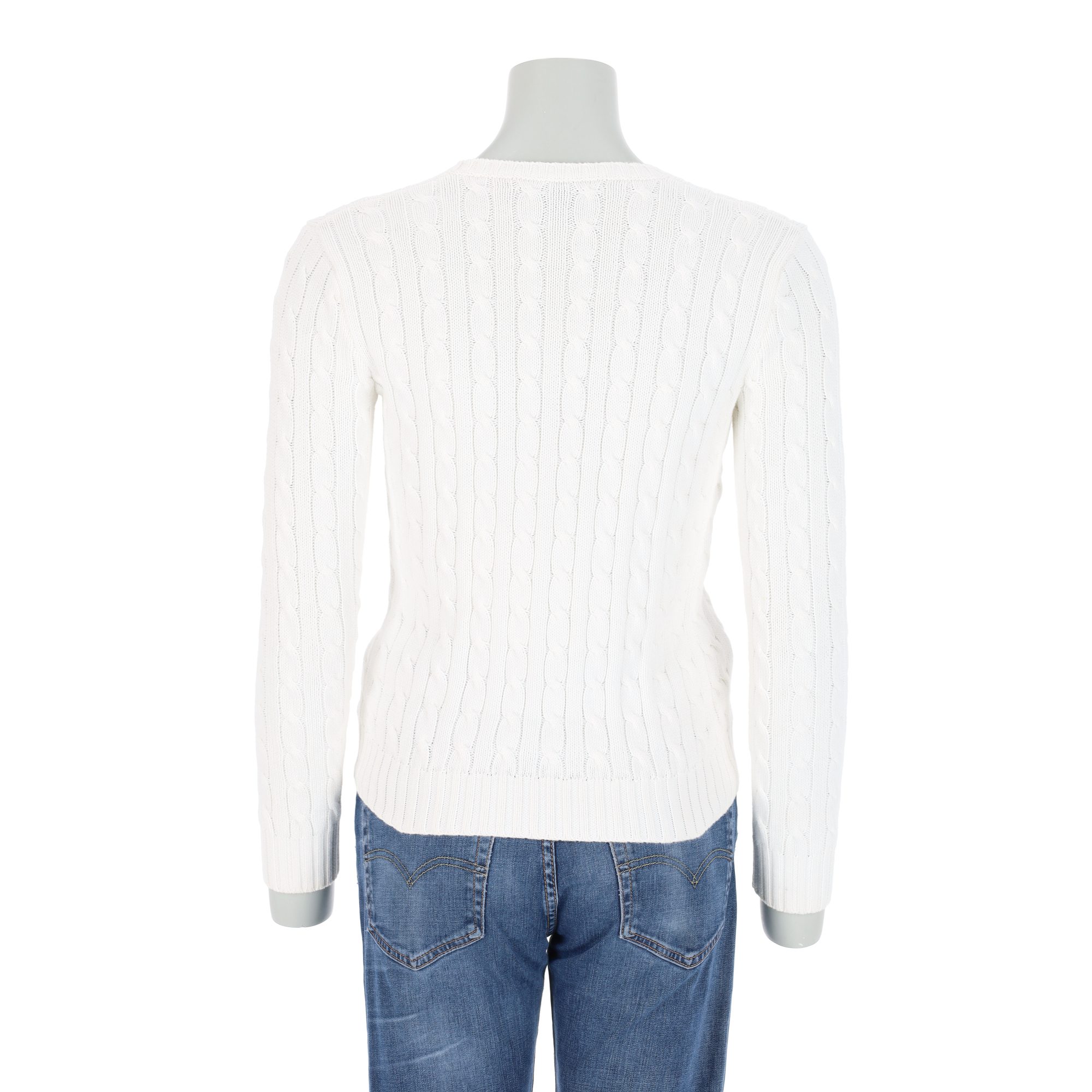 Pull Femme  torsadé à col V Blanc 2