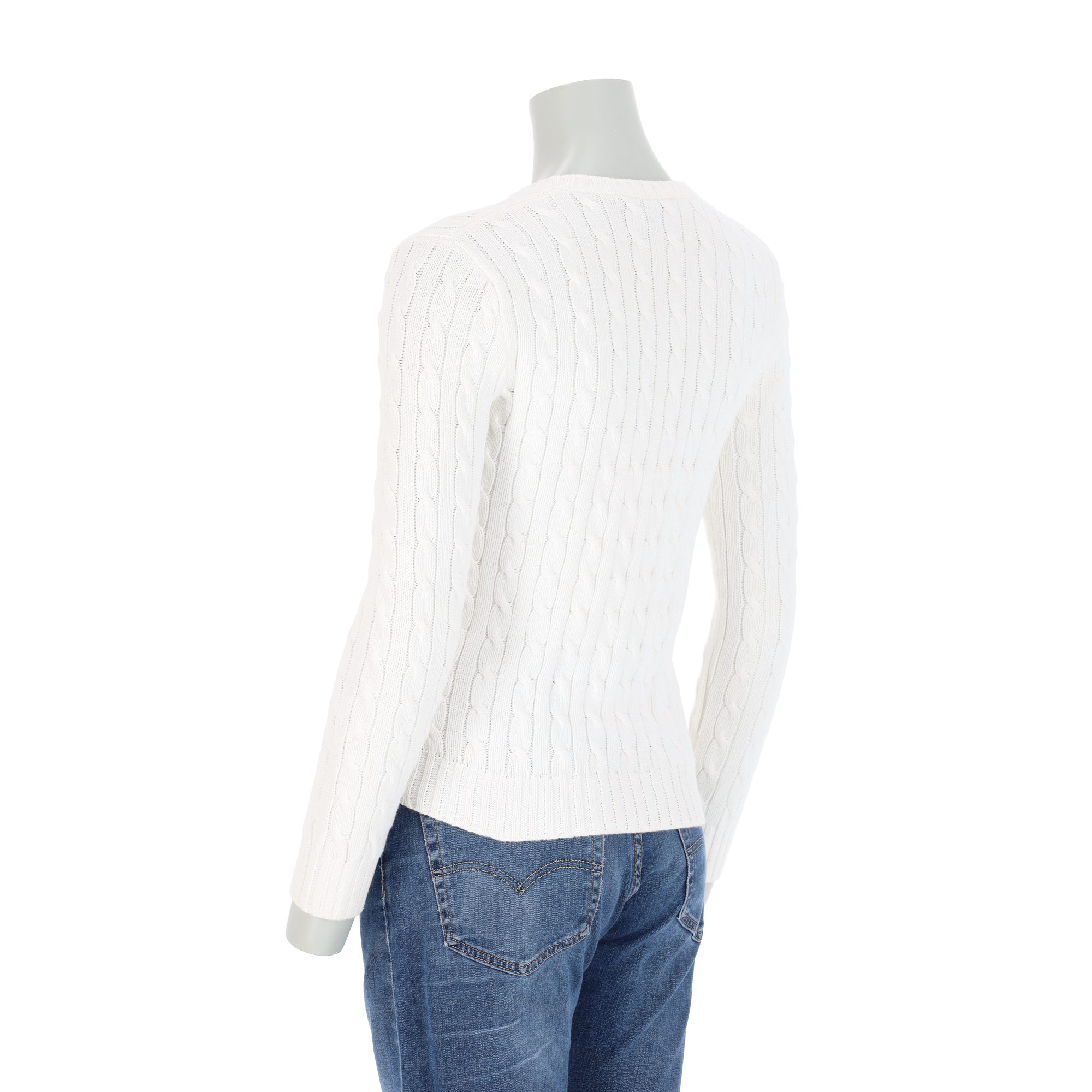 Pull Femme  torsadé à col V Blanc 5