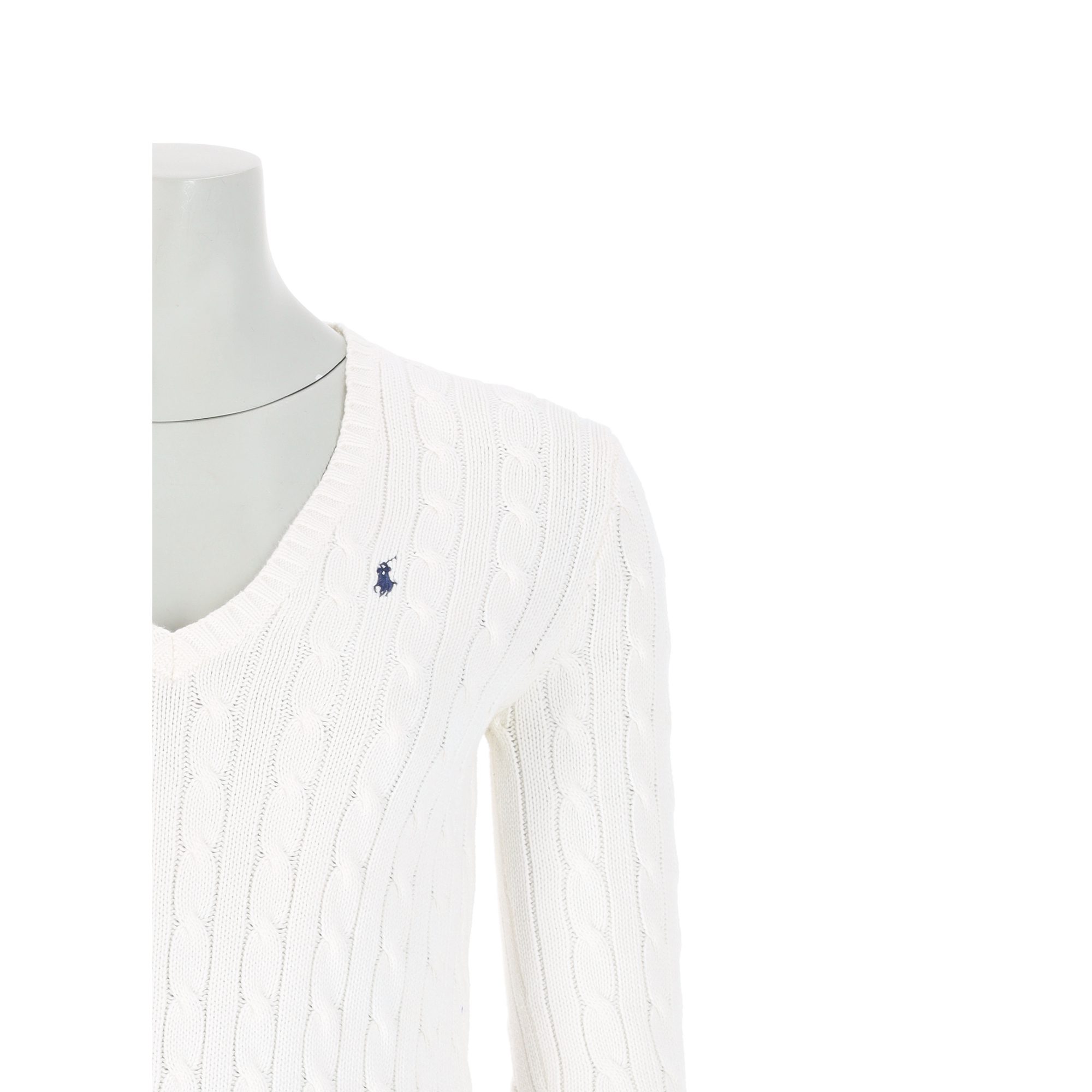 Pull Femme  torsadé à col V Blanc 6