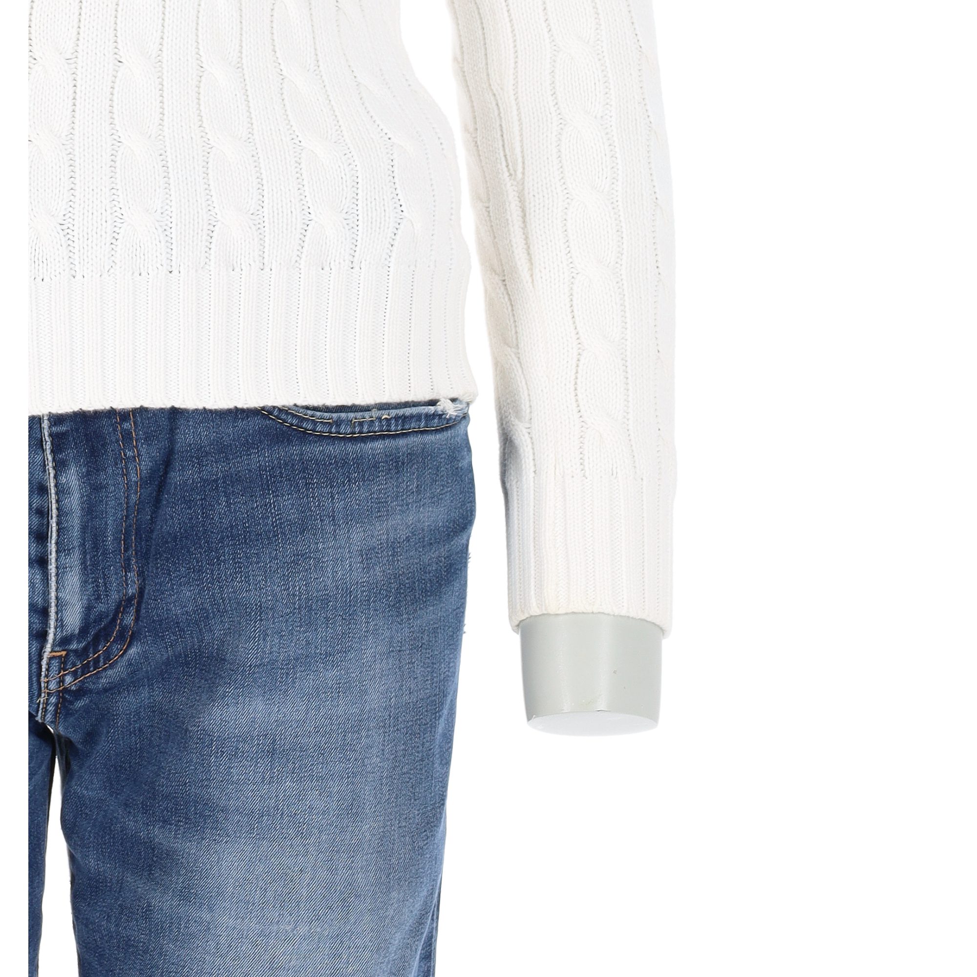 Pull Femme  torsadé à col V Blanc 7