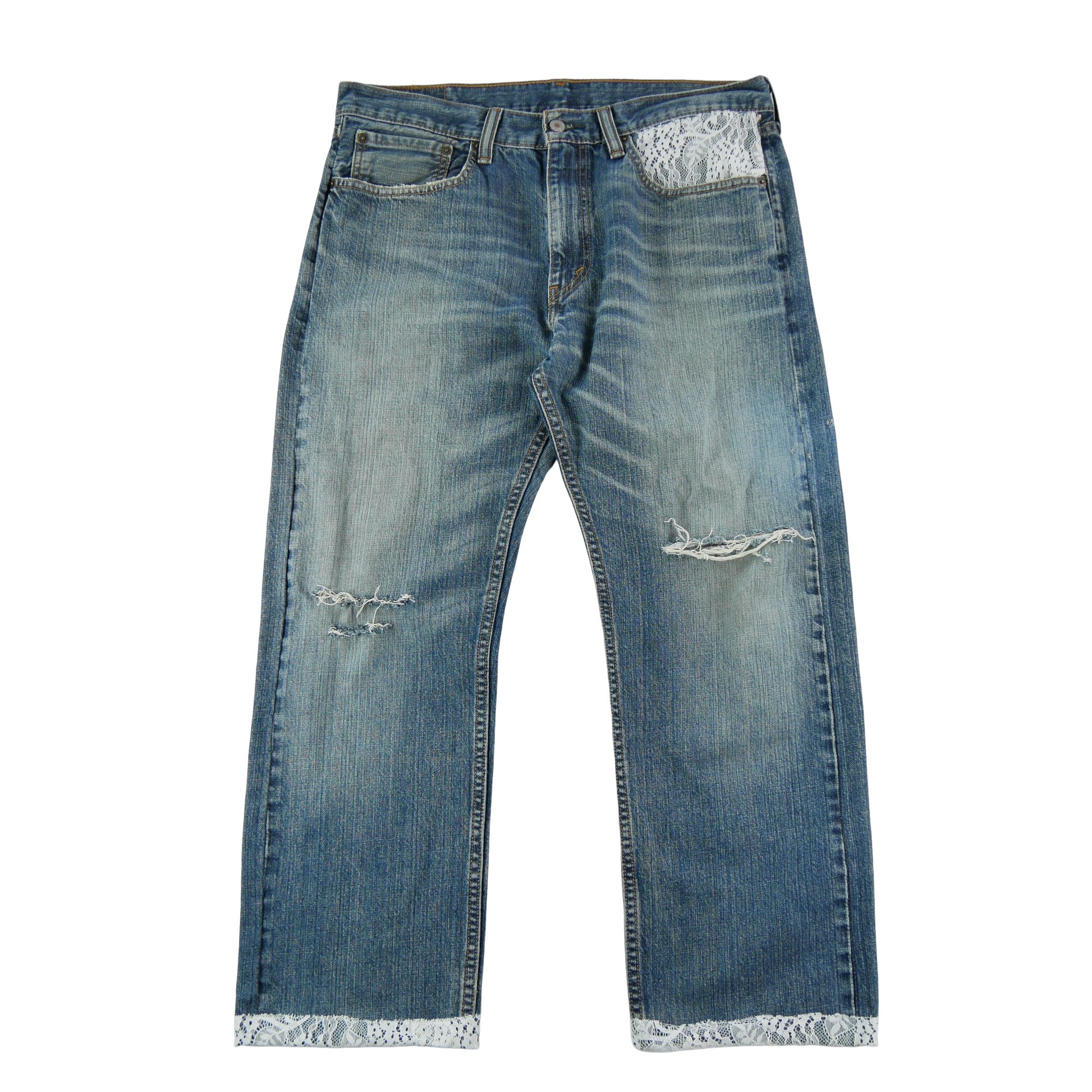 Jean Femme dentelle upcycling 1