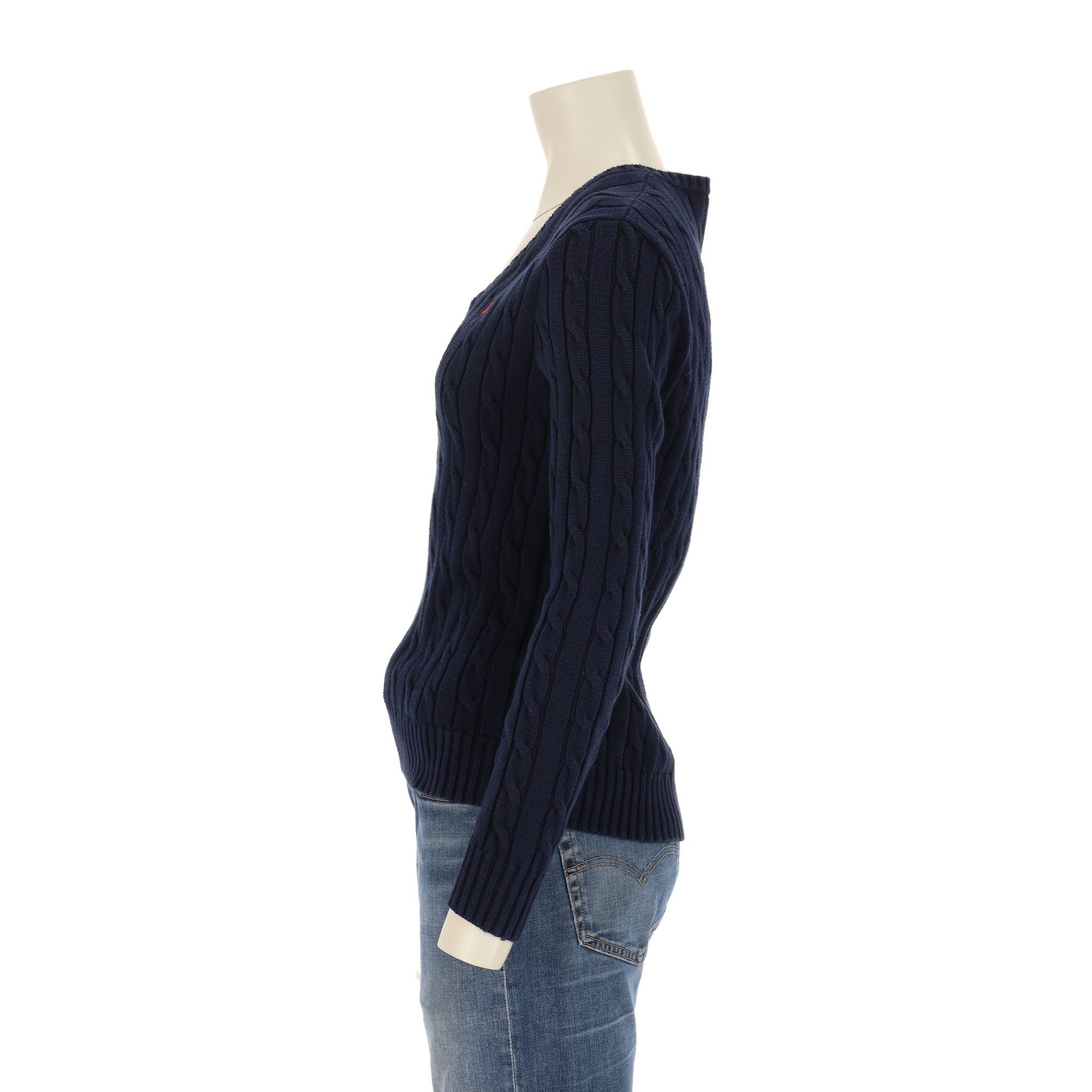 Pull Femme  torsadé Col V Marine 3