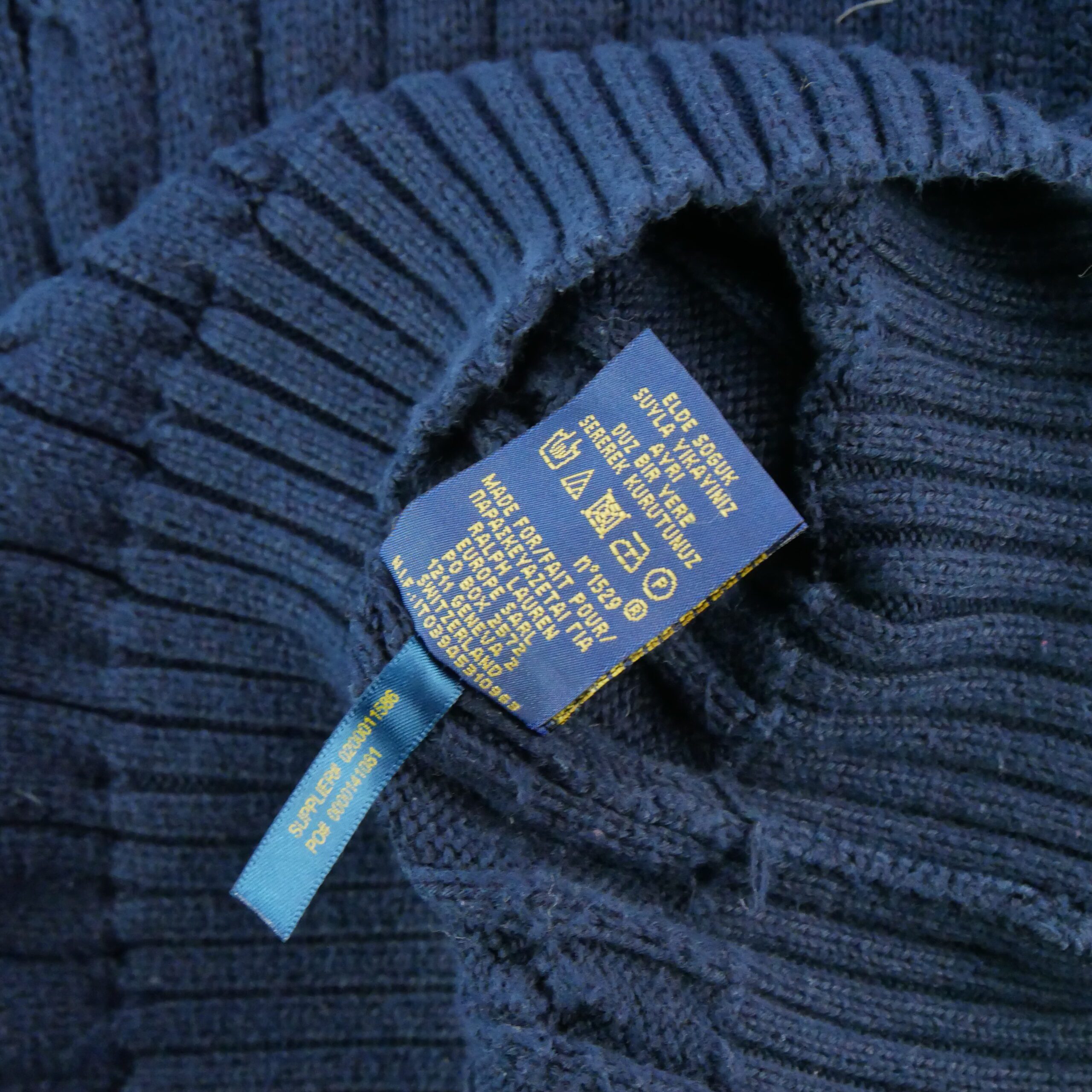 Pull Femme  torsadé Col V Marine 8