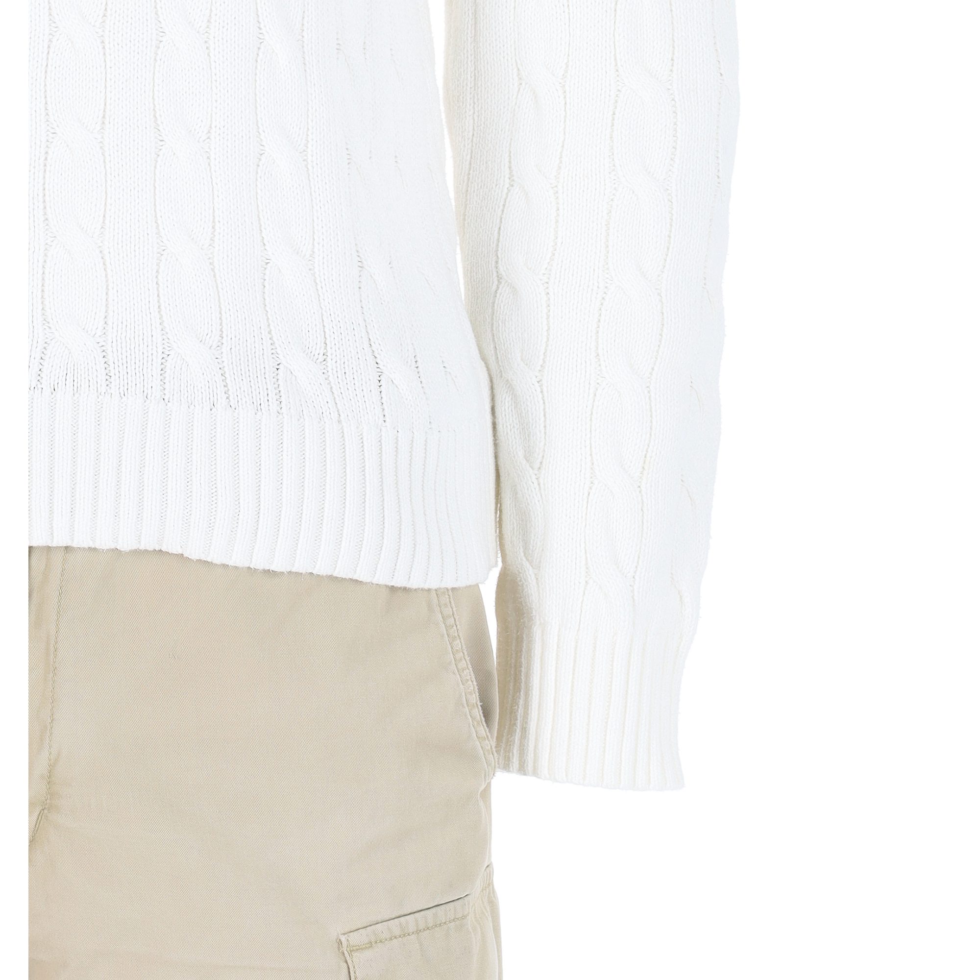Pull Homme  Cable Knit Blanc 7