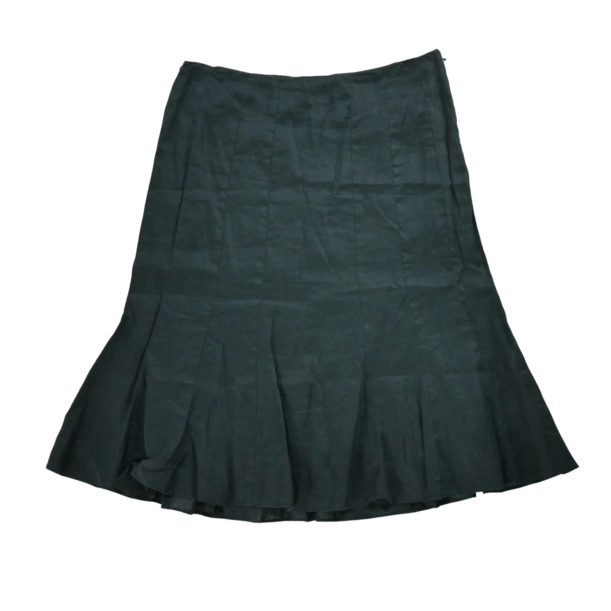Jupes midi Femme  évasé Lin Noir 2