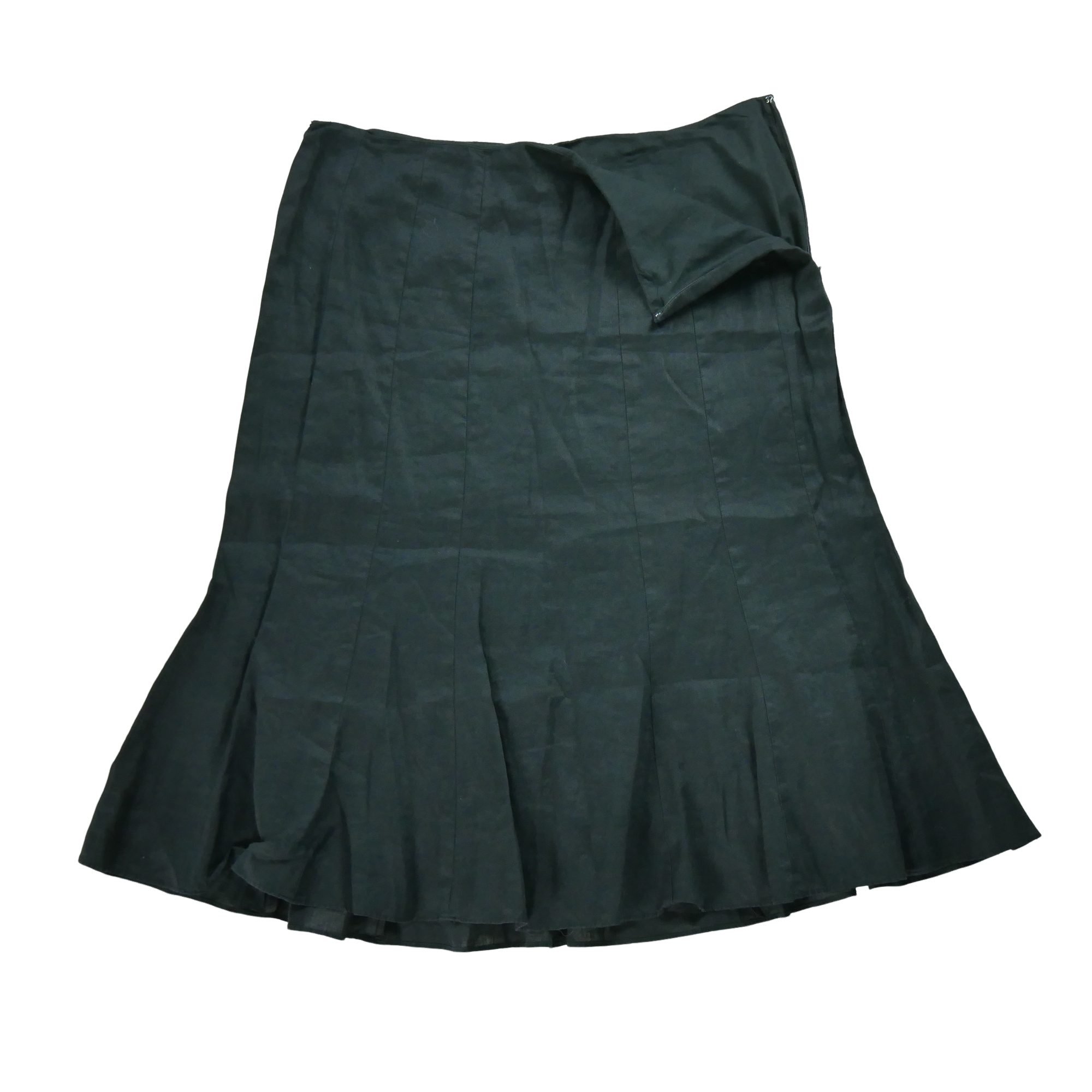 Jupes midi Femme  évasé Lin Noir 3