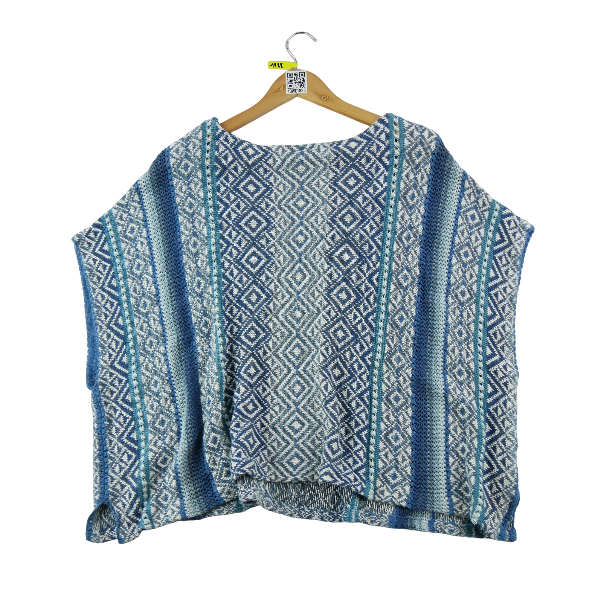 Pull Femme  Poncho en lin Bleu 1