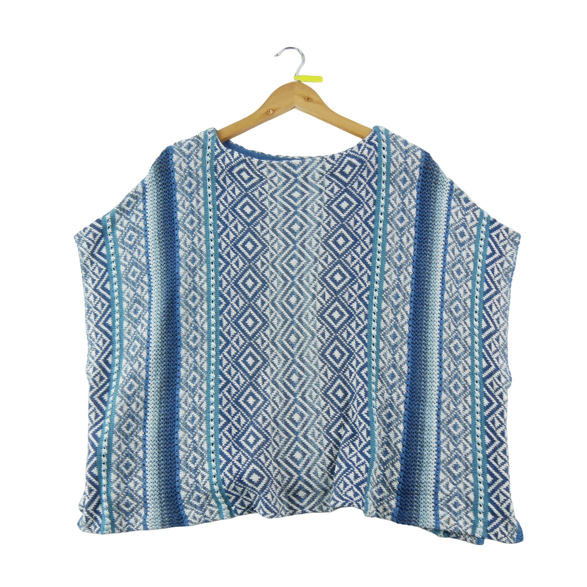 Pull Femme  Poncho en lin Bleu 2
