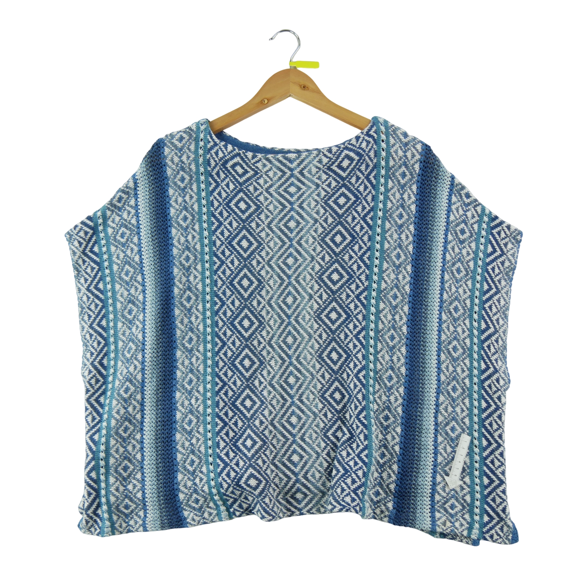 Pull Femme  Poncho en lin Bleu 3