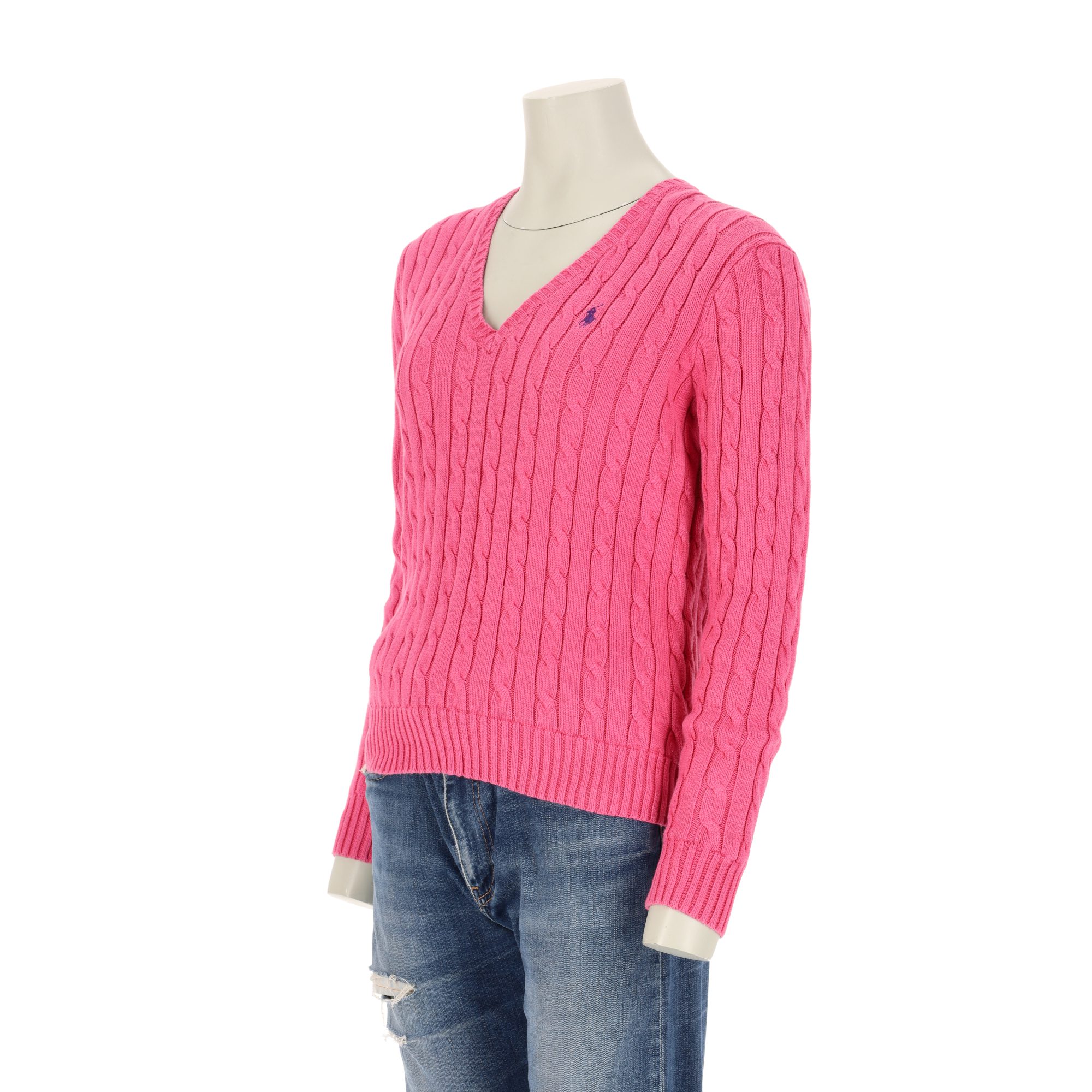 Pull Femme Col V Torsadée Rose 4
