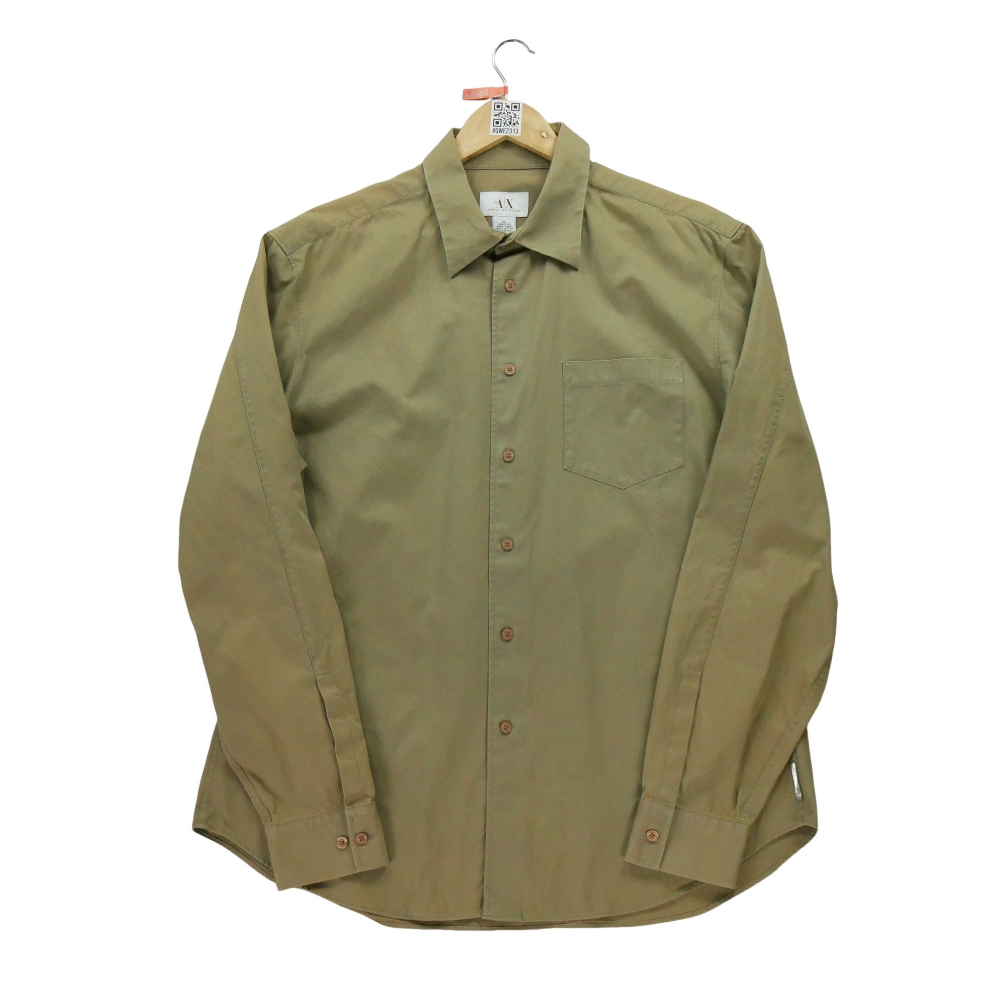 Chemise classiques Homme uni Kaki 1