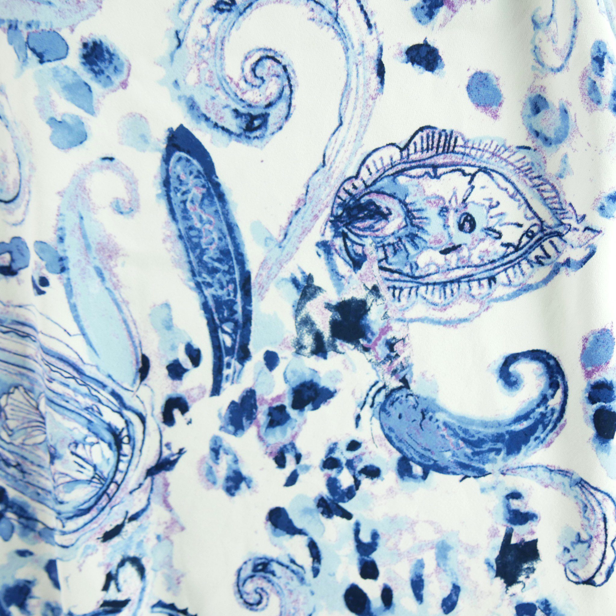 Robe Femme Crepe Paisley Bleu 4