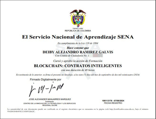Certificado BLOCKCHAIN: CONTRATOS INTELIGENTES