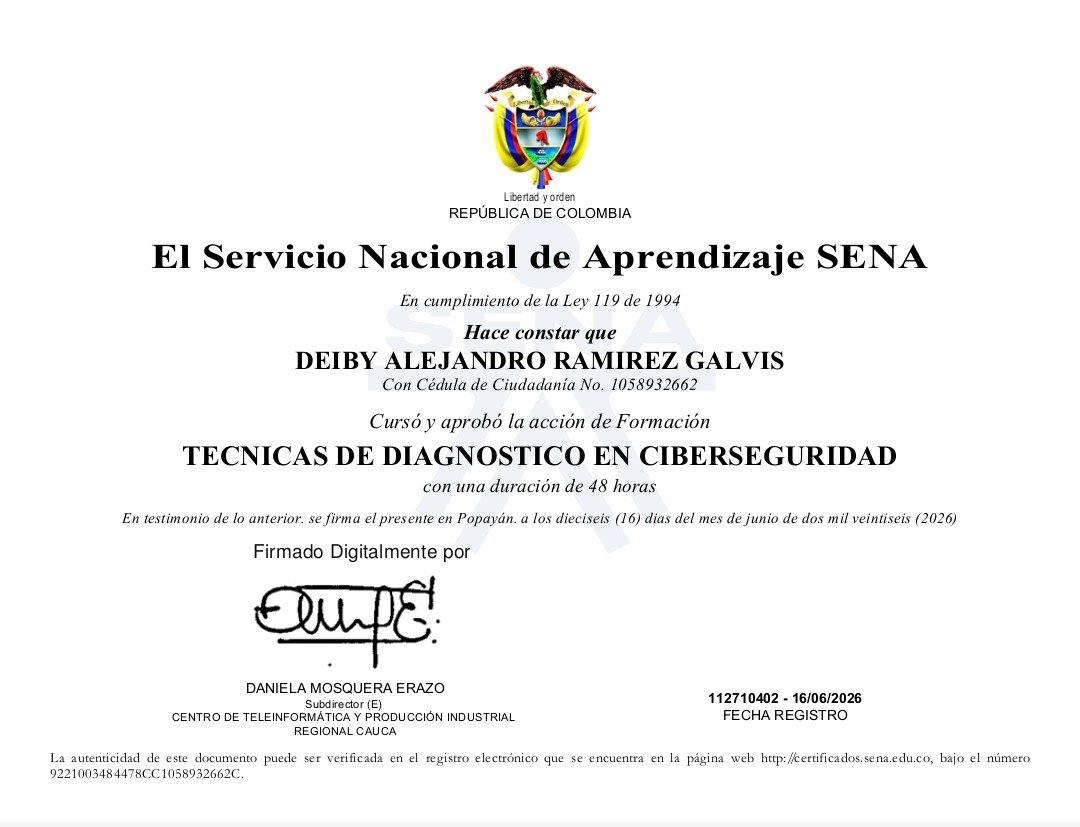 Certificado TECNICAS DE DIAGNOSTICO EN CIBERSEGURIDAD