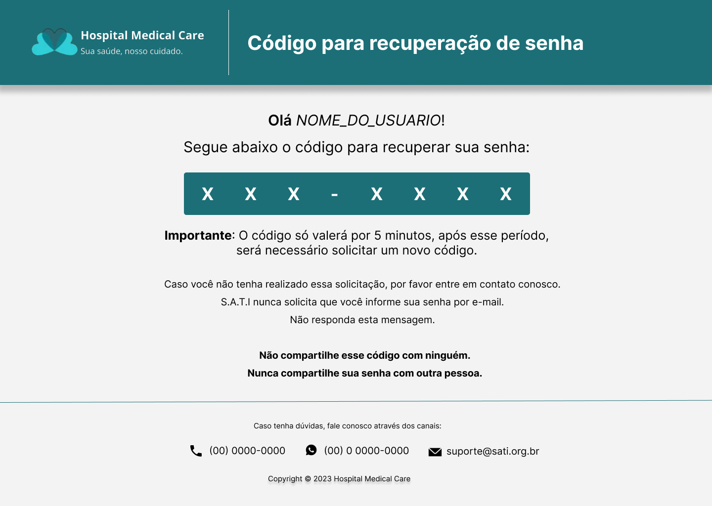 Email de recuperar senha