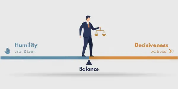 Learn to balance humility (listening) with decisiveness (acting)