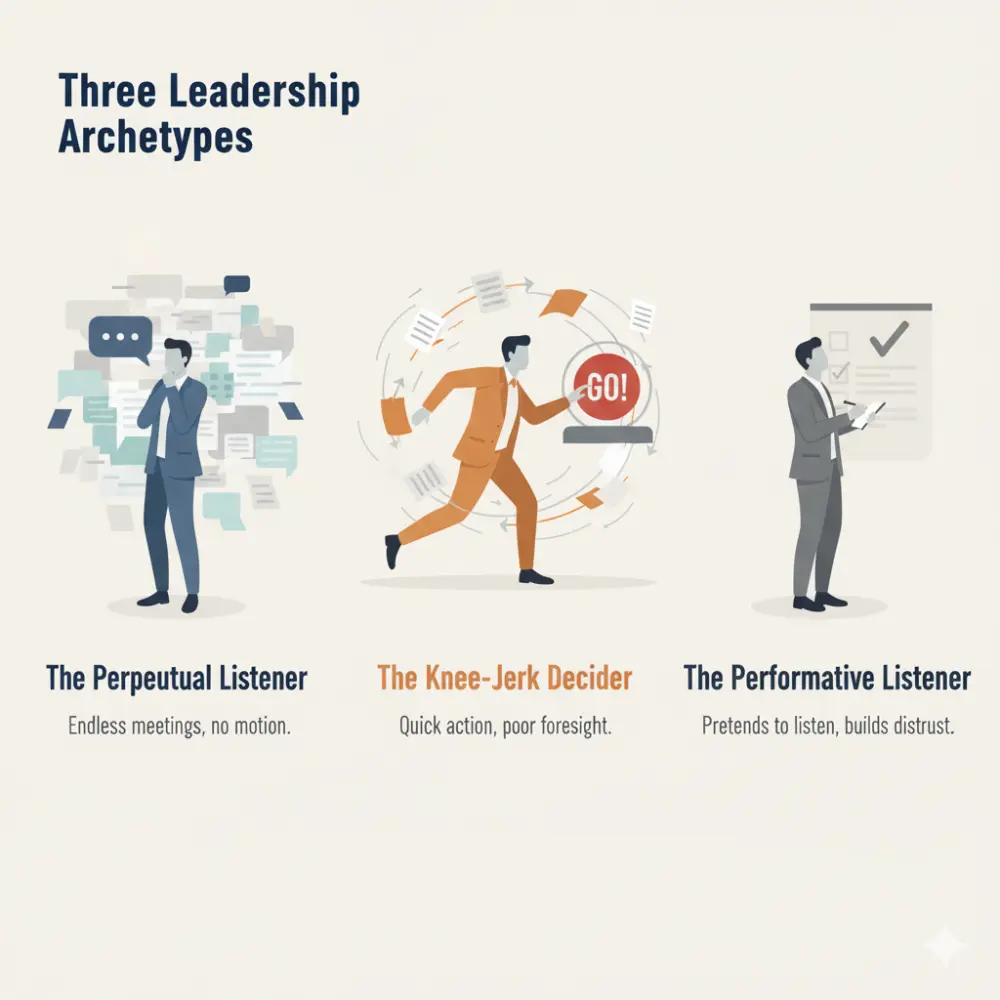 How to lead incorrectly, in three archetypes