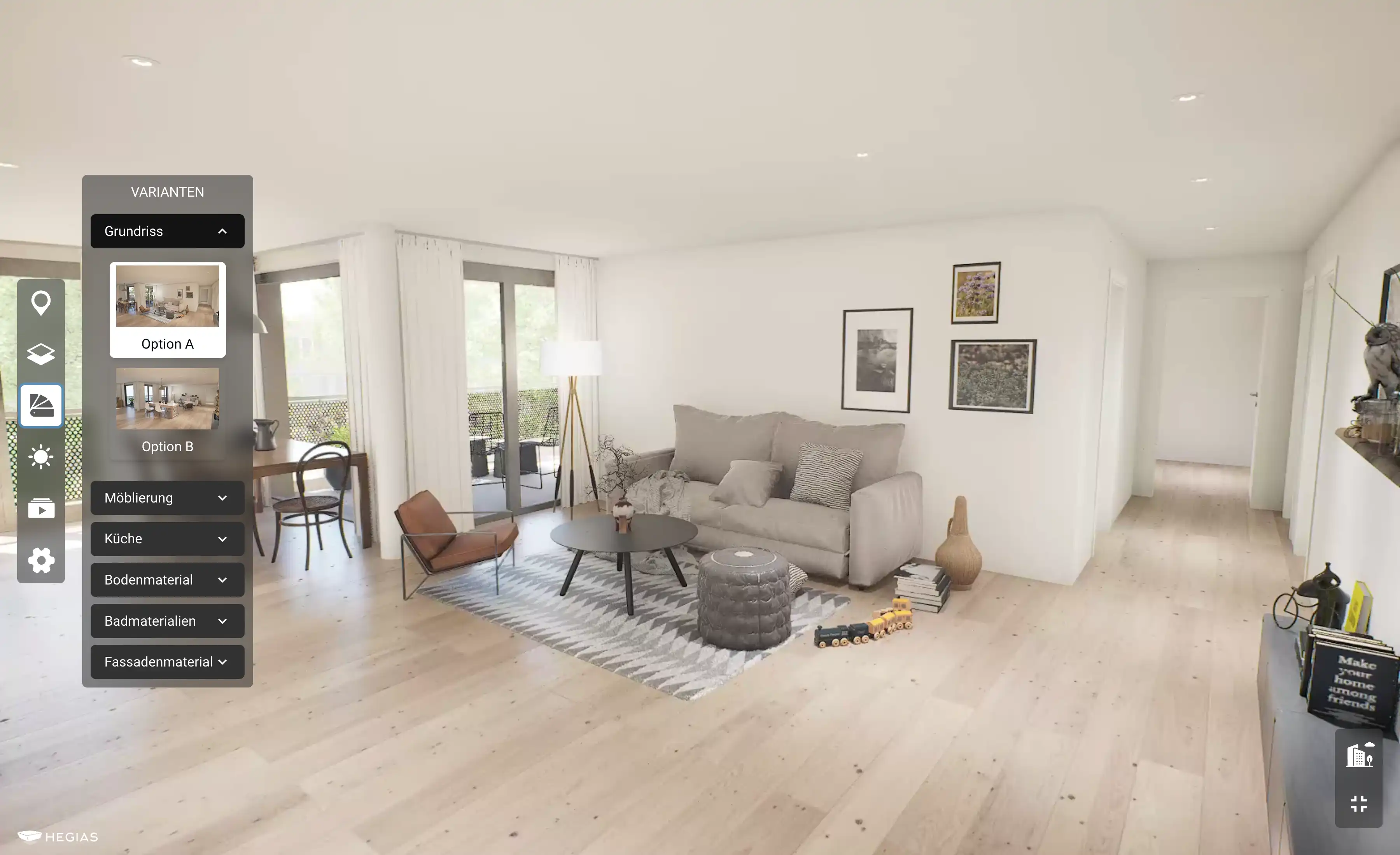 In app view of room customization