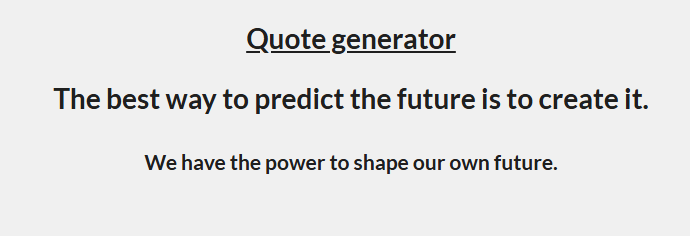 screenshot of Random quote generator application